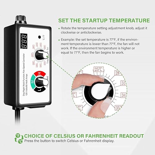 Miniatura 5 de iPower GLFANXCONTROLMAXV1 - Regulador de velocidad de ventilador de ventilación variable con controles HVAC un interruptor con 3 ajustes para escape