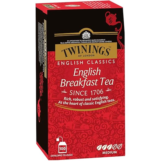 Twinings English Breakfast Tea 100 Teabags Premium Black Tea