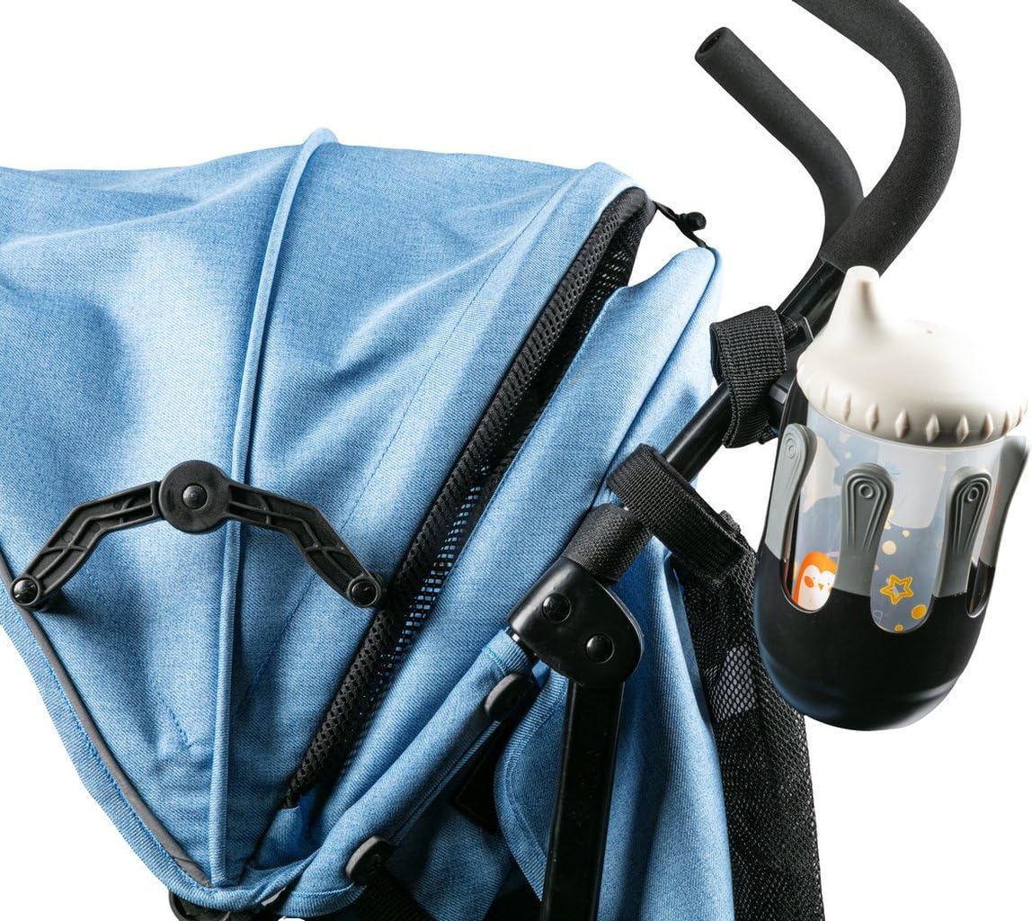 Portabicchiere Da Passeggino Universale Regolabile - Supporto Porta Biberon Con Cinghia In Velcro E Struttura Antiscivolo