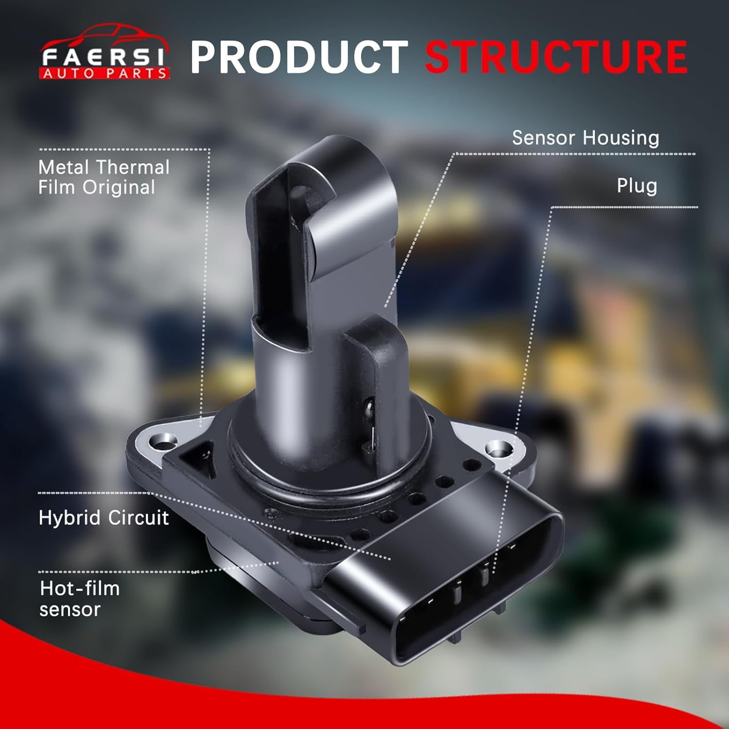 FAERSI 22204-21010 74-50009 AF10029 Mass Air Flow Sensor Meter Original Equipment Replacement for Toyota 2002-2006 Camry, 2000-2009 4Runner, 2007-2009 FJ Cruiser, 05-09 Prius 1.5L, 99-09 Tacoma & more