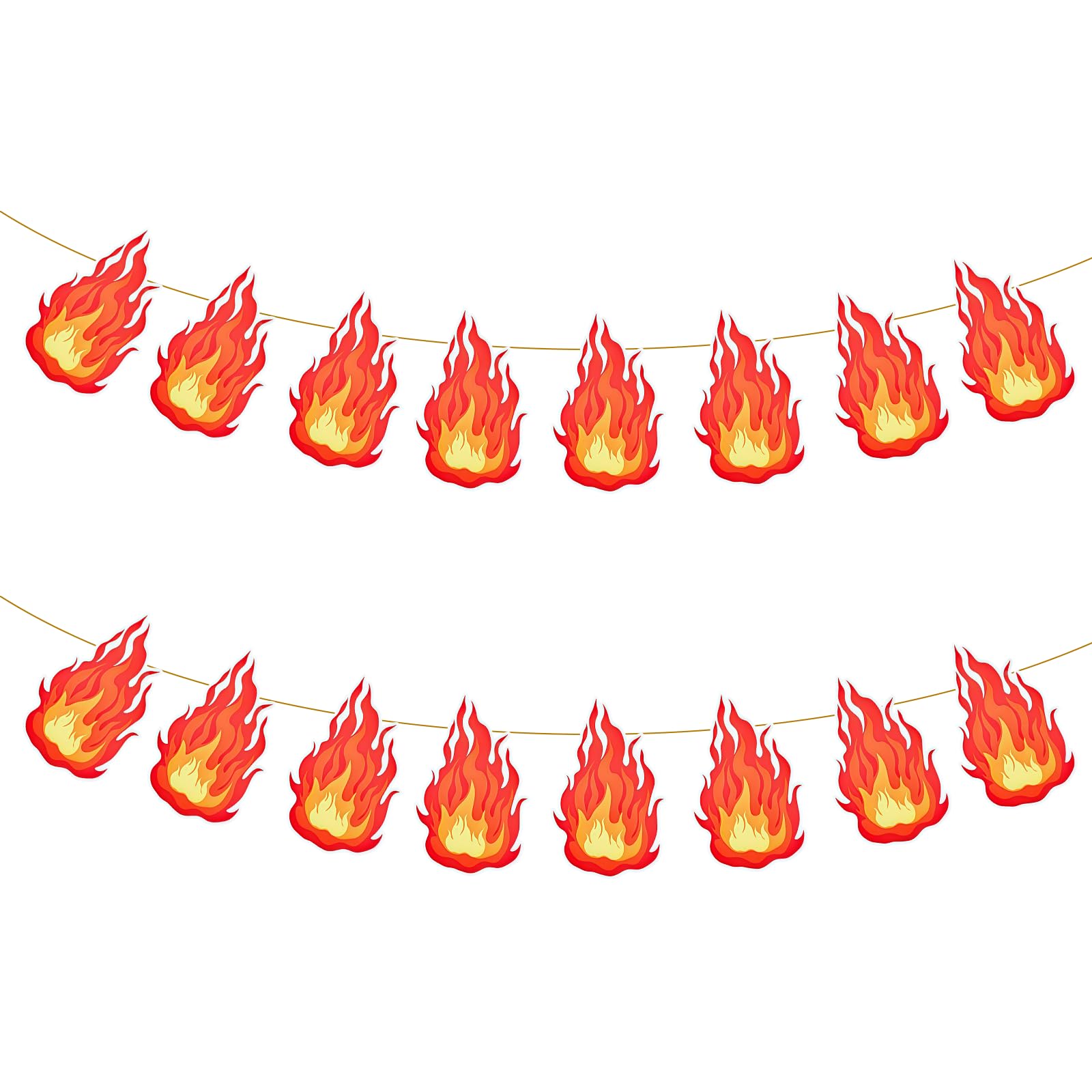 HAICN 2pcs Fire Flame Banners Flame Flags Fire Party Decorations Flame Theme Hanging Banner Firefighter Birthday Party Decorations