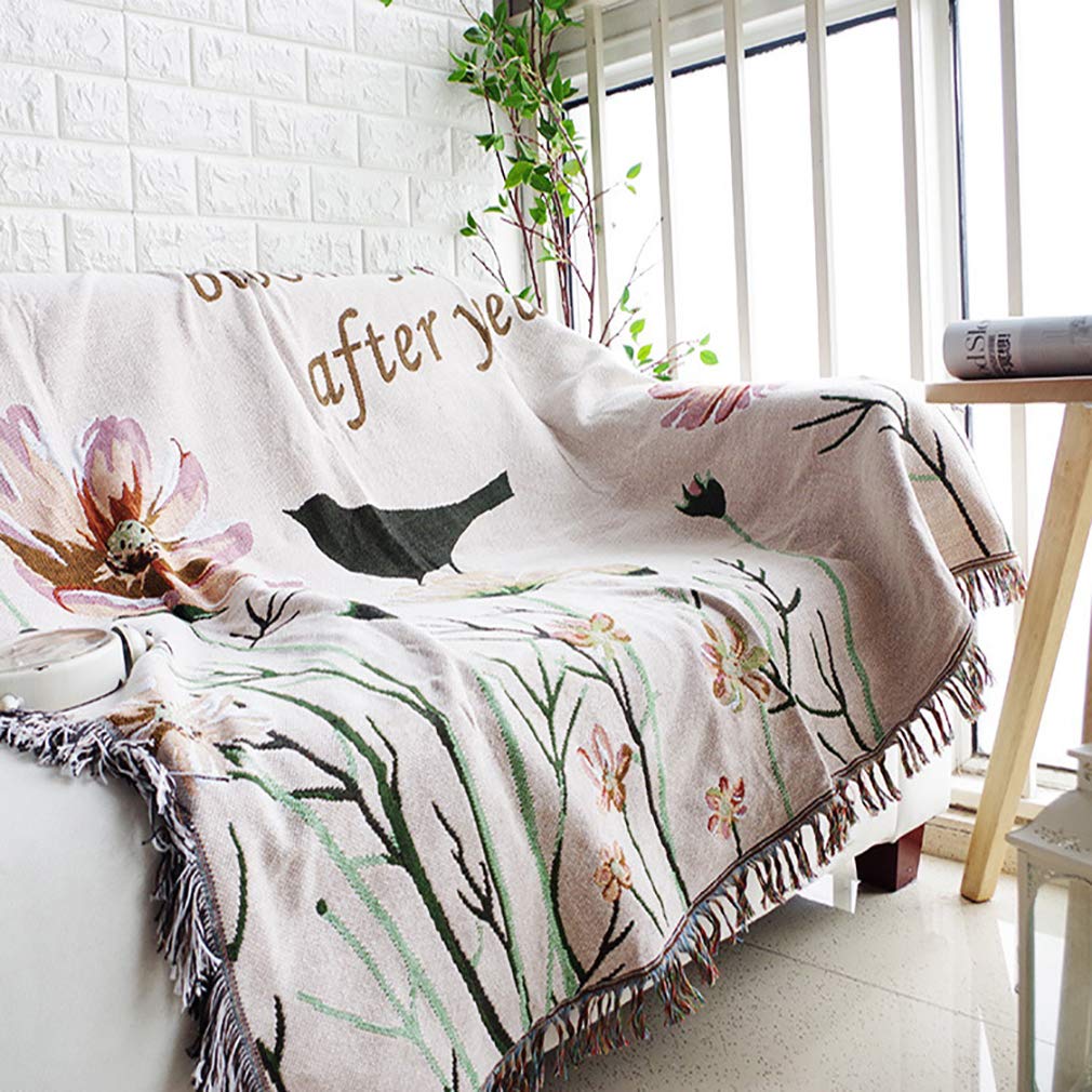 Jeté de canapé tricotée multicolore et couverture de fauteuil de salon