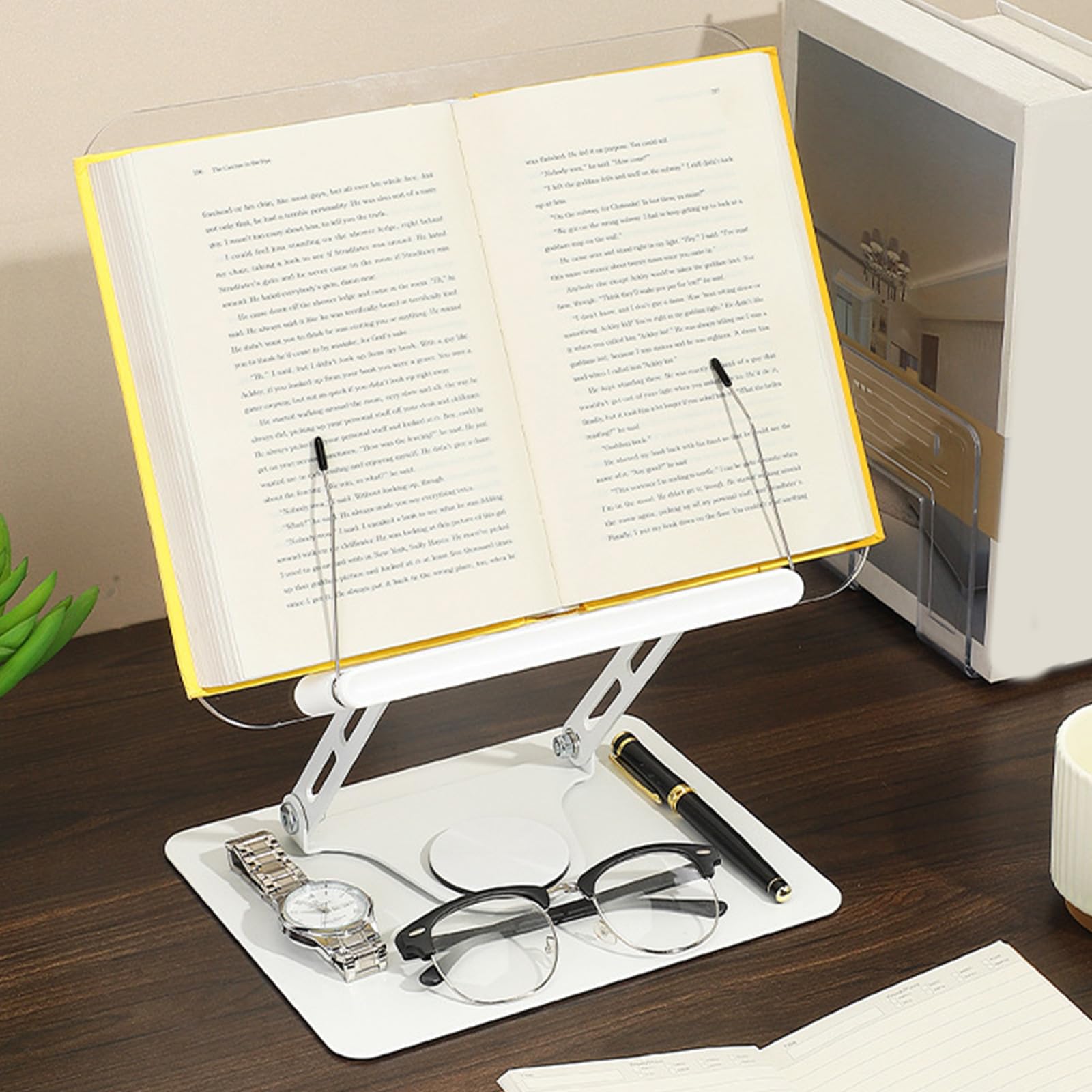 Supporto da lettura pieghevole con rotazione a 360 gradi per libri, tablet e laptop, supporto ergonomico e comodo pieghevole
