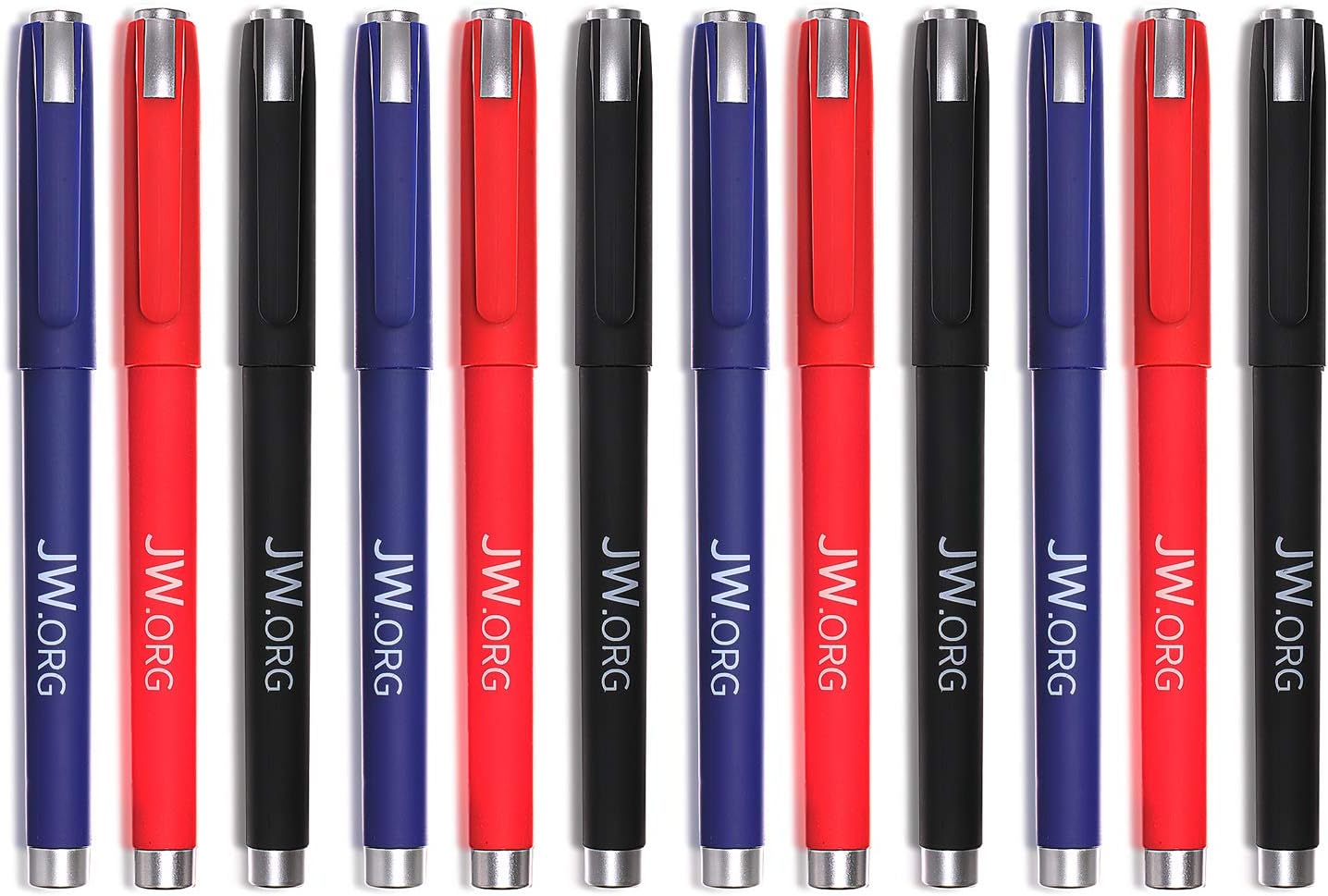 Jw.org Pens with Jw.org Logo 12 Pack-Pens-Blue Black Red Exterior Color Each Color 4 Black Ink Pens -Total 12 Pens