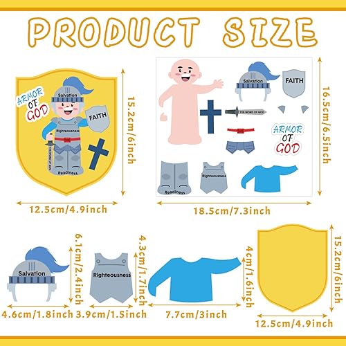 Miniatura 2 de Tenceur Kit de 36 piezas de armadura de Dios, calcomanías de armadura de Dios, manualidades bíblicas para manualidades, religiosa, escuela