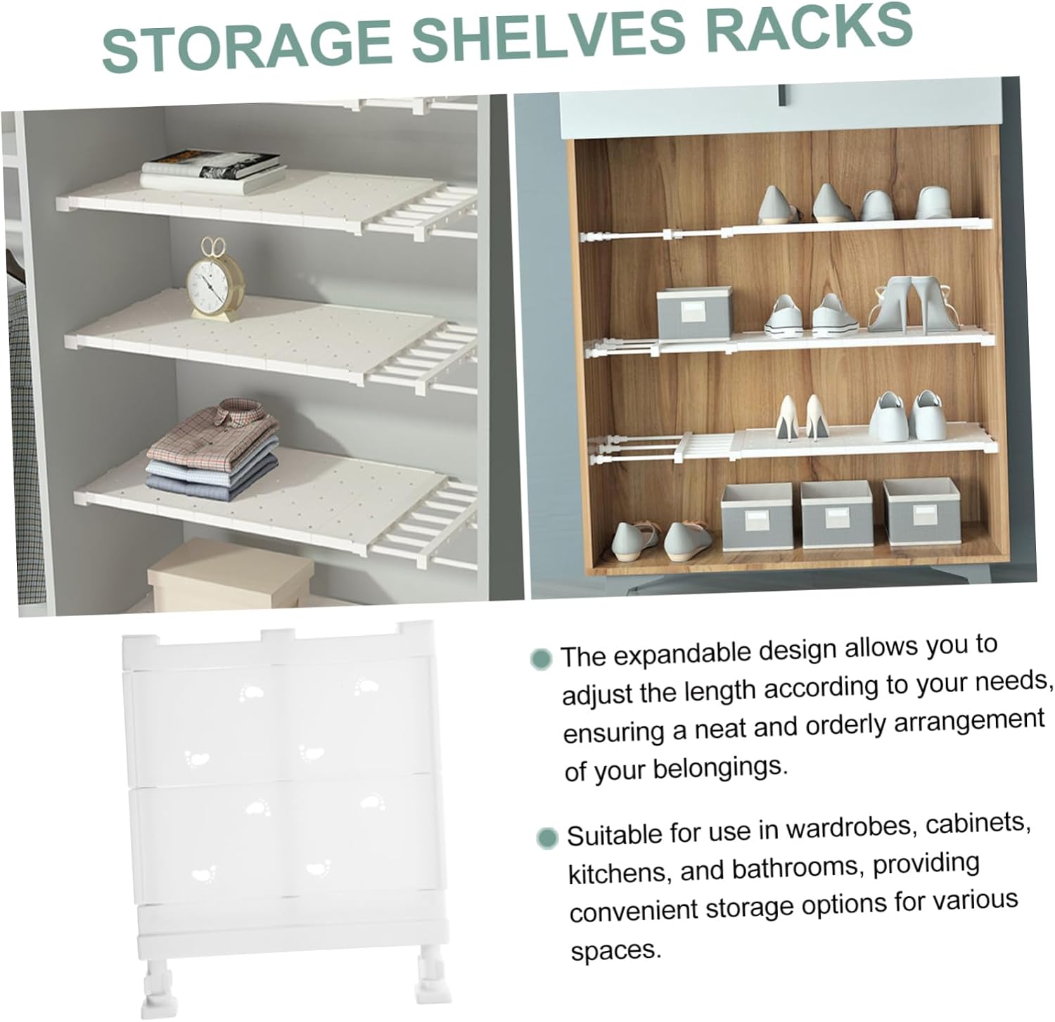 MAGICLULU Storage Shelf Rack Telescopic Storage Rack for Closet Expandable Tension Shelf Space Saving Organizer