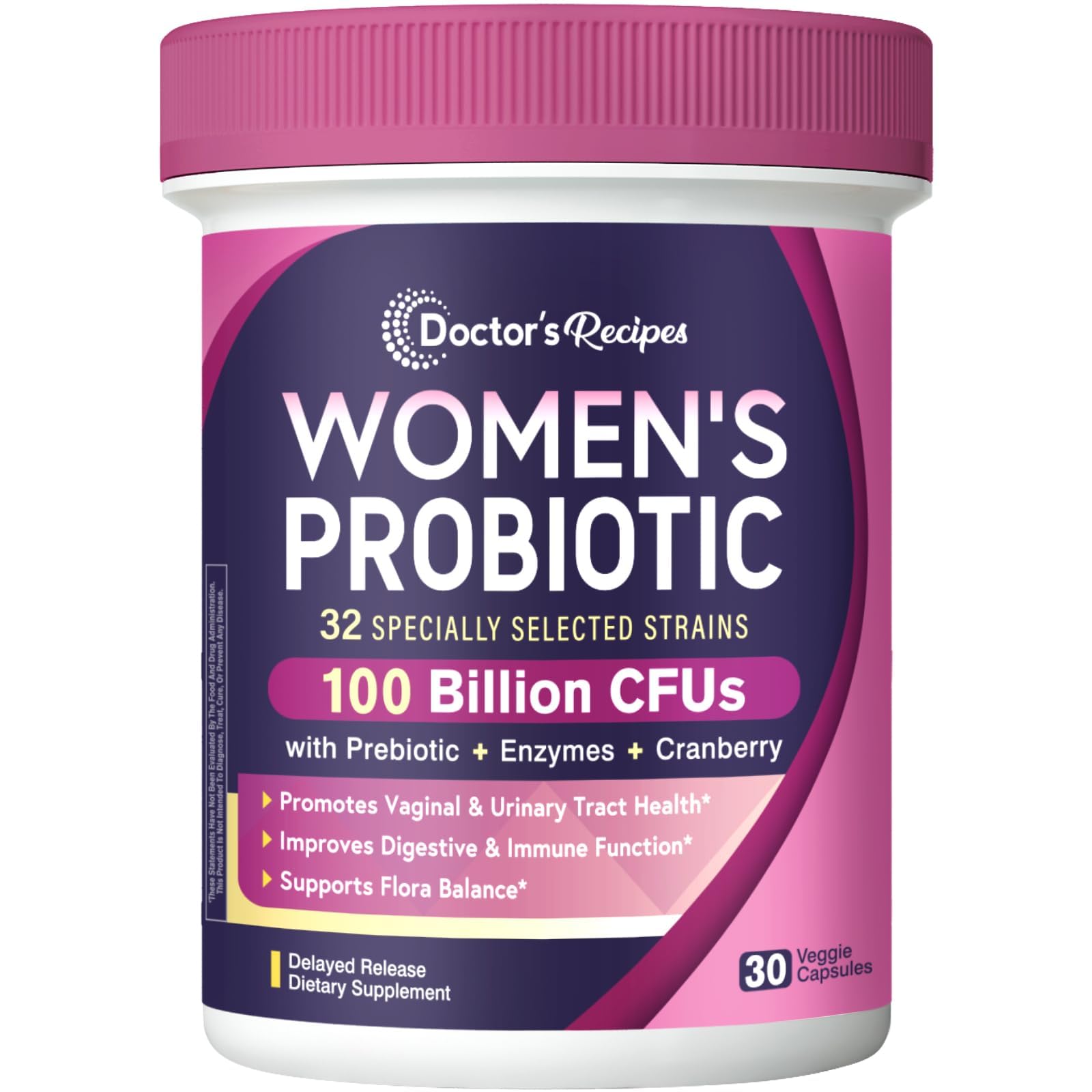 Doctor's Recipes Probiotics for Women, 100 Billion CFU 32 Strains, 30 Caps 30 Count (Pack of 1)