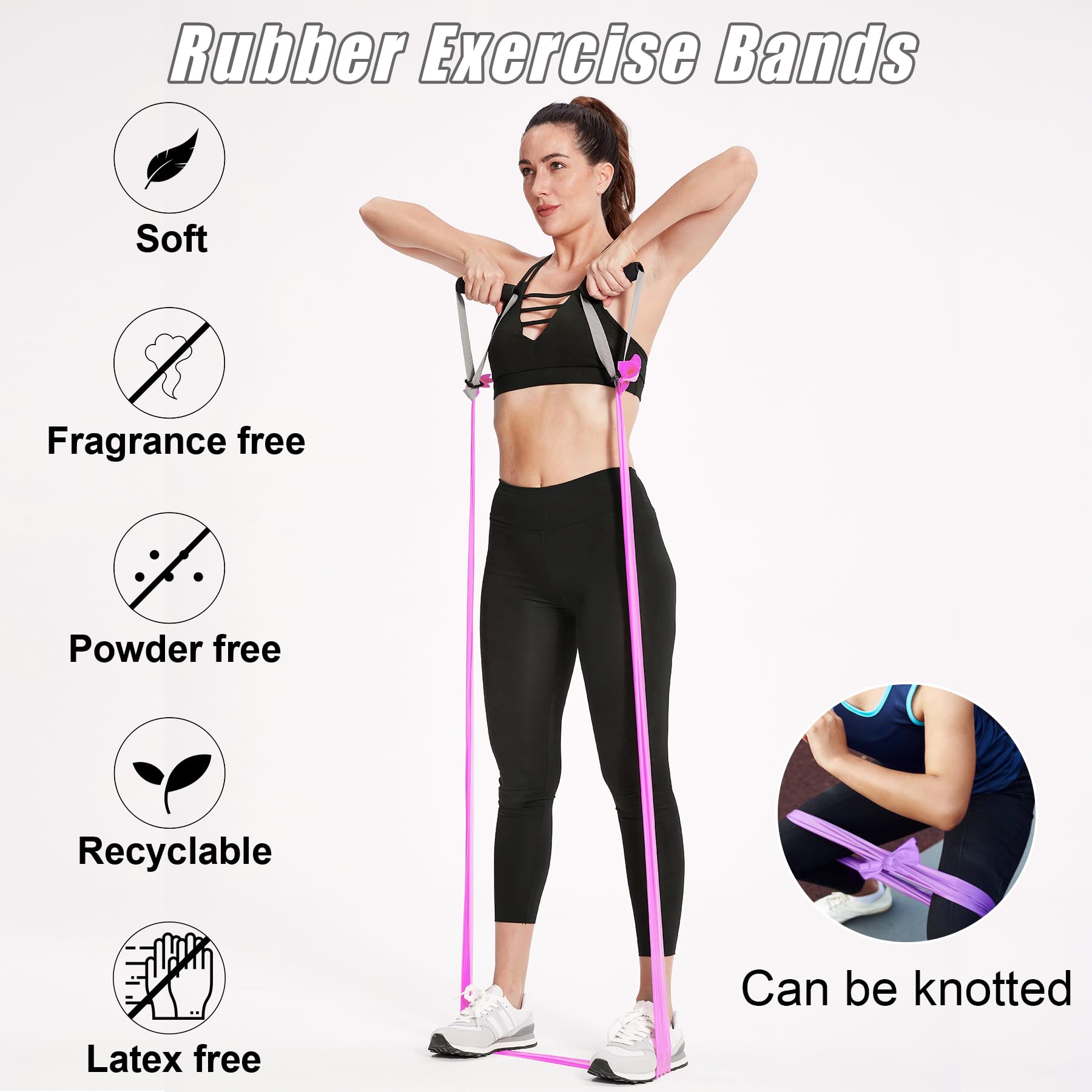 Fasce di resistenza per allenamento, fisioterapia, set di fasce elastiche ed esercizi per stretching, adatte per riabilitazione, yoga, pilates, palestra, esercizi a casa