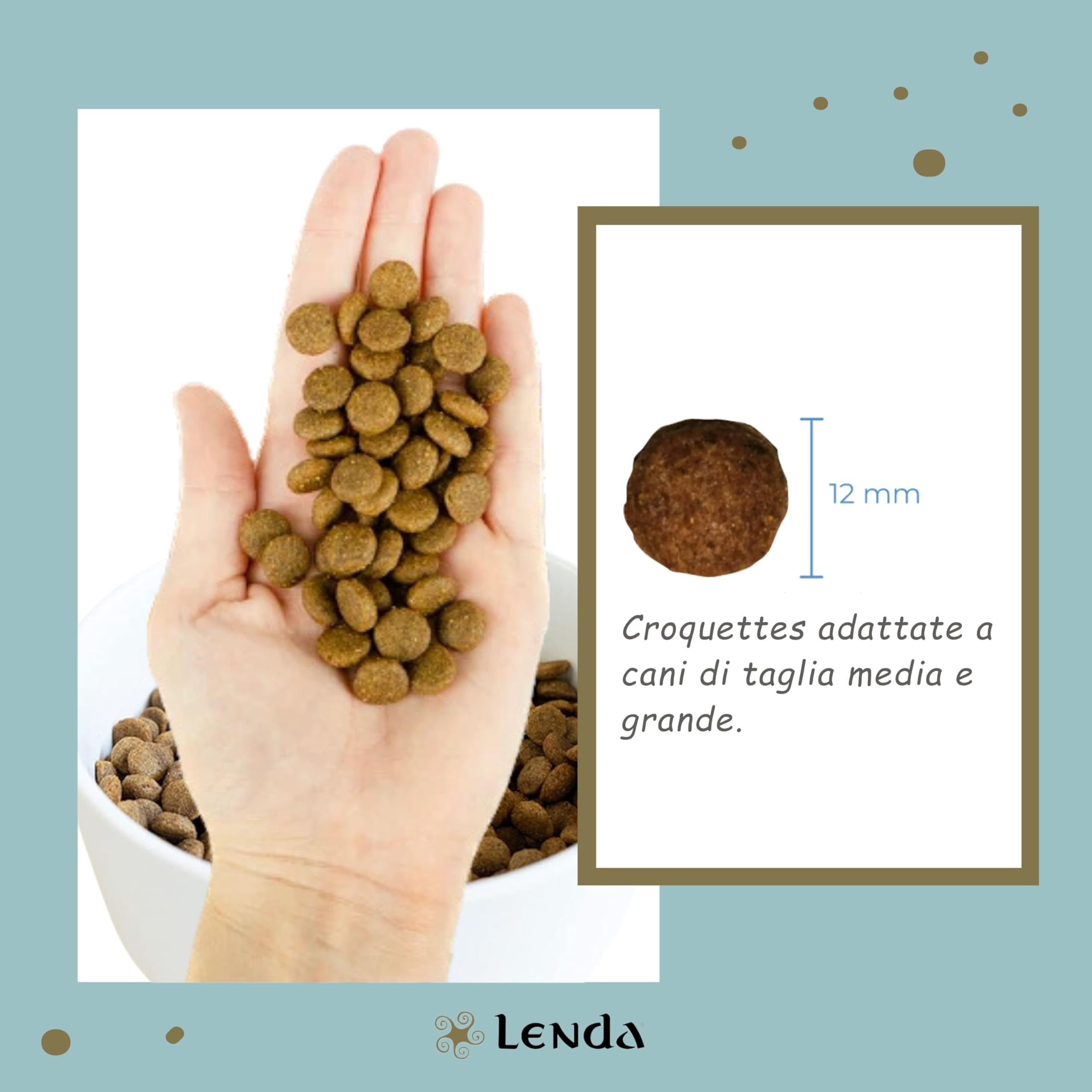 Lenda Light 12 kg - Crocchette Cani light per Adulti in Sovrappeso o Tendenza a Ingrassare - Cibo per Cani a Basso Contenuto Calorico - Ideale per Cane Sterilizzati - Con condroprotettori e Probiotici