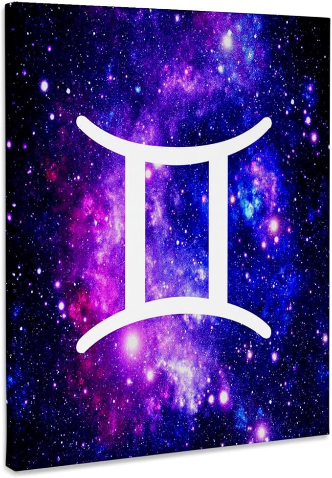 3dRose, Gemini star sign on purple space background zodiac horoscope symbol, Museum Grade Canvas Wrap 16x20