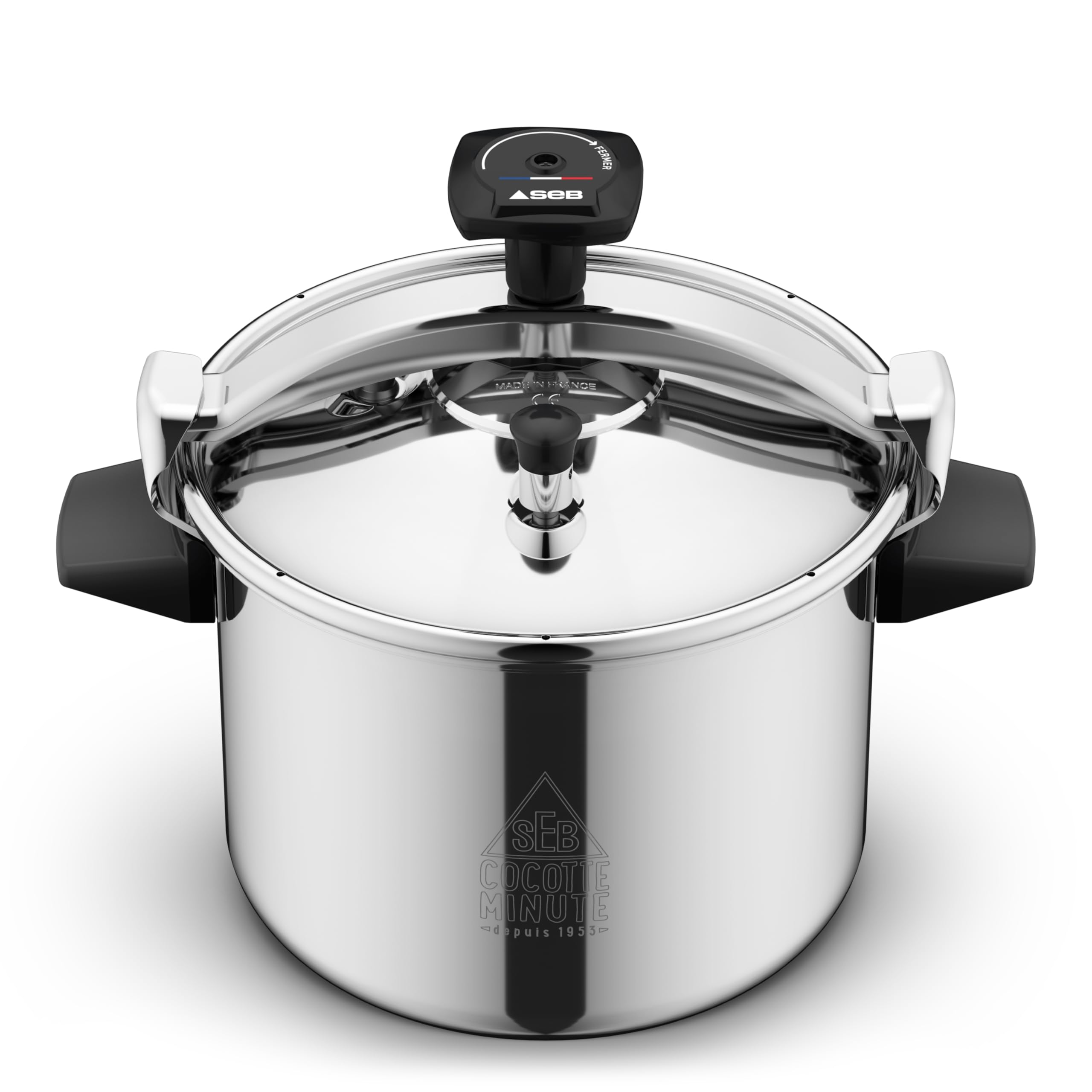 SEB Cocotte-minute 9L, 7 à 10 personnes, Induction, Cuisson plus rapide saine, Fabrication française, Garantie 10ans, Éco-conçue, Système de sécurité, Livre recettes, Authentique Eco-Design P0534900