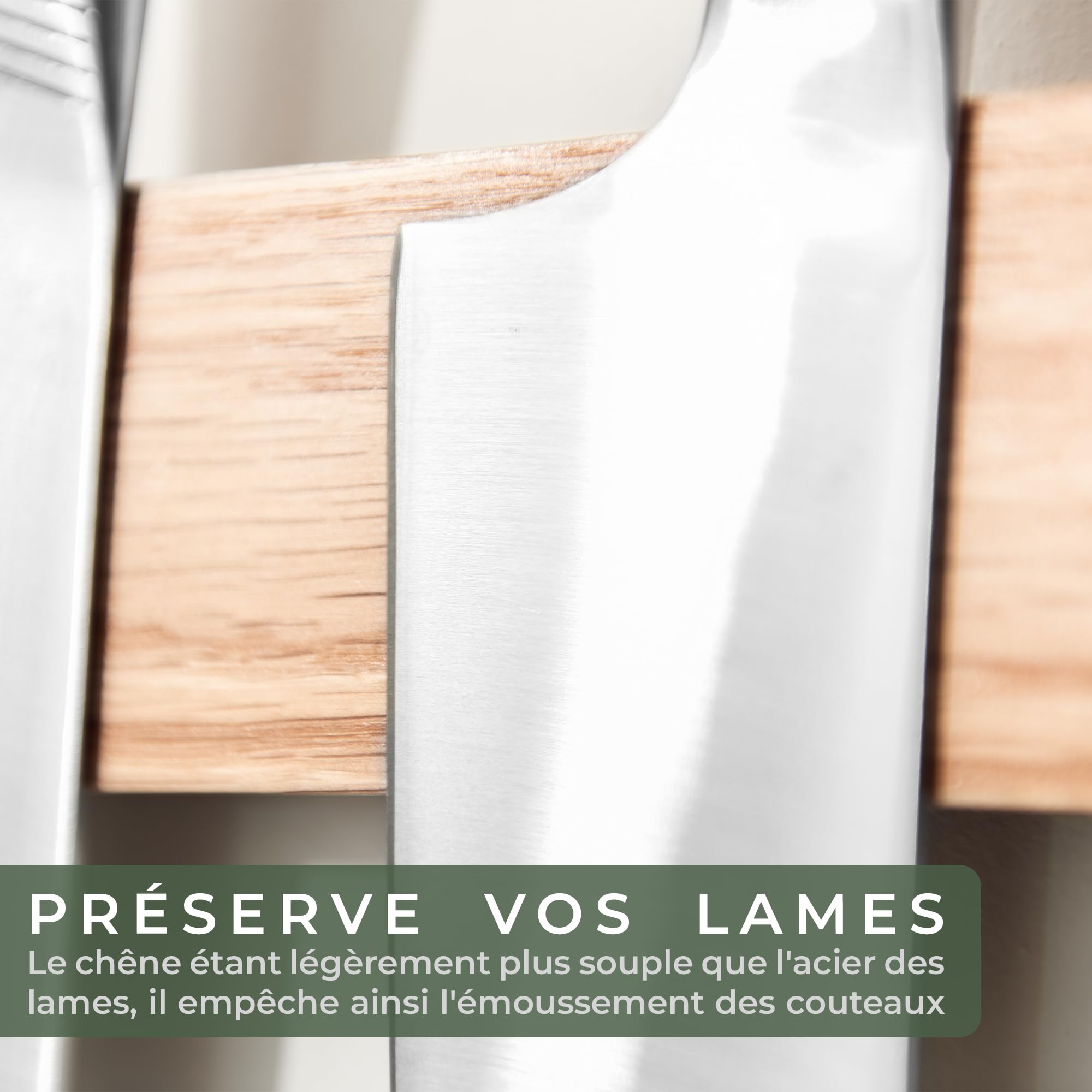 WALDWERK porte couteaux aimanté en bois de chêne (40x5cm) - barre aimantée pour couteaux - aimant couteau mural - support couteaux aimanté - rangement couteaux cuisine