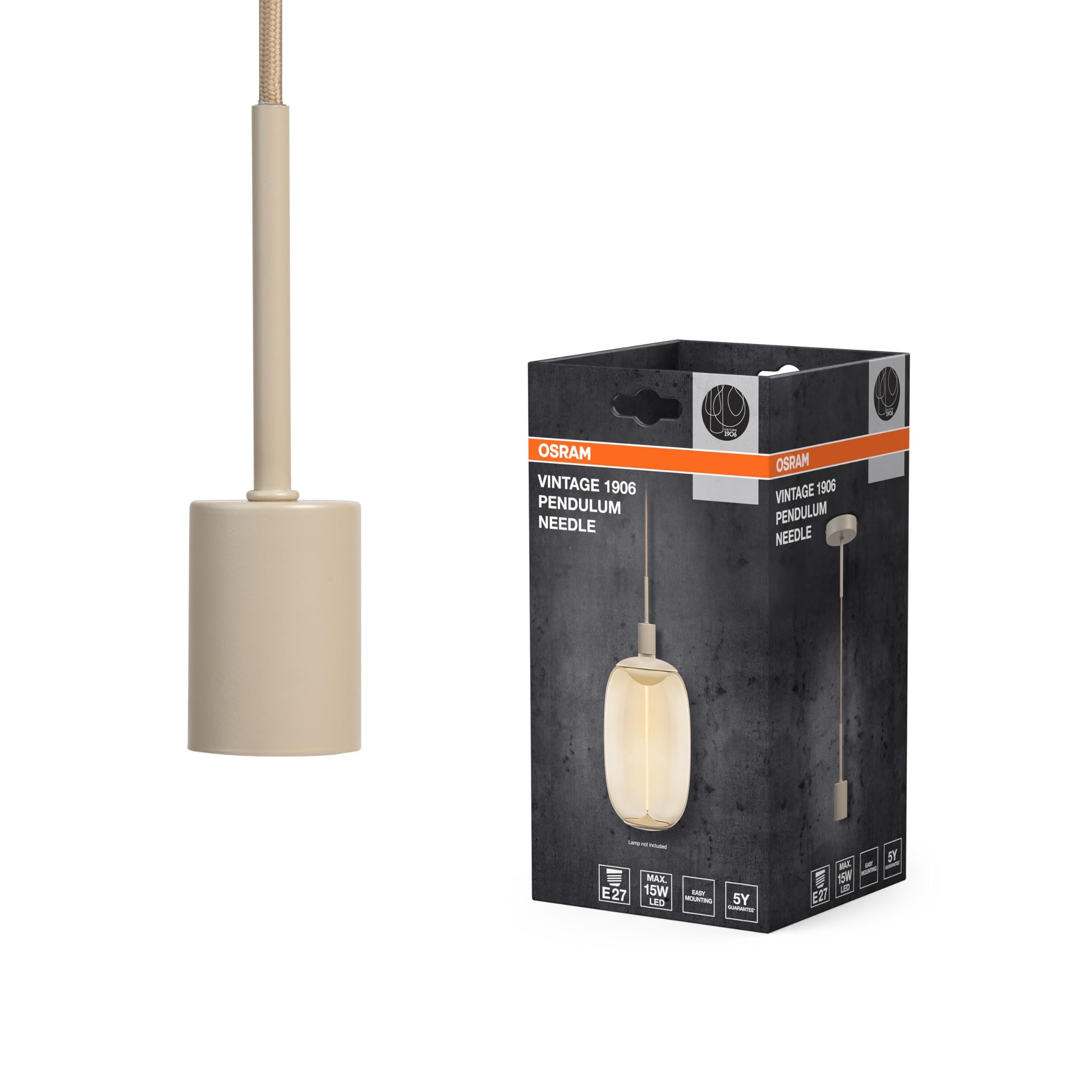 OSRAM Vintage 1906 Big Elipse, dimbare LED-lamp gemaakt van kunststof met gloeidraad in de vorm van een ellips, biedt 12 W voor 500 lm, E27 fitting