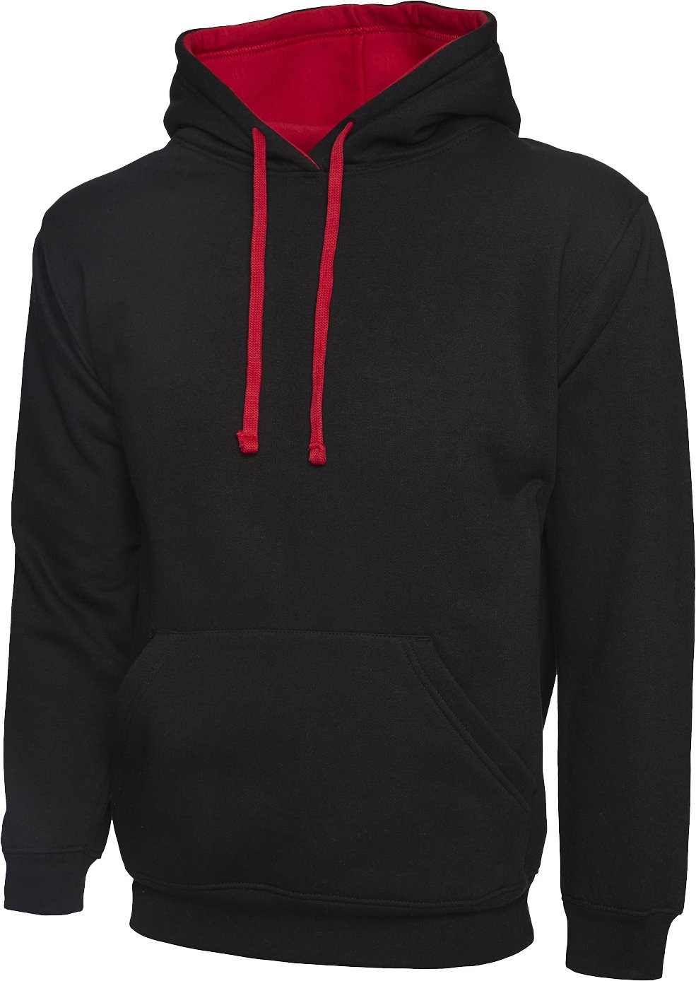 Shoppersbay Uneek Uc507 Contrast Hooded Sweatshirt Black/red 4XL