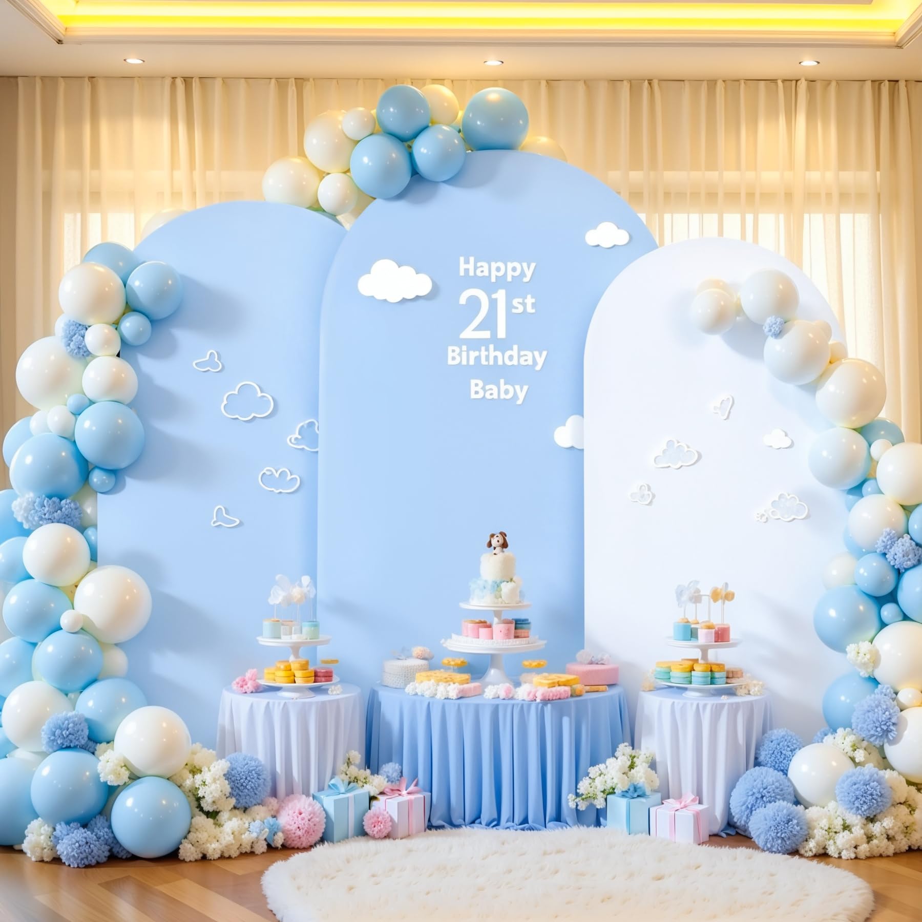 Blue and White Arch Backdrop Cover Set of 3 Blue Arch Covers Stretchy Backdrop 6FT 6.6FT 7.2FT Birthday Party Arch Stand Cover Bridal Baby Shower