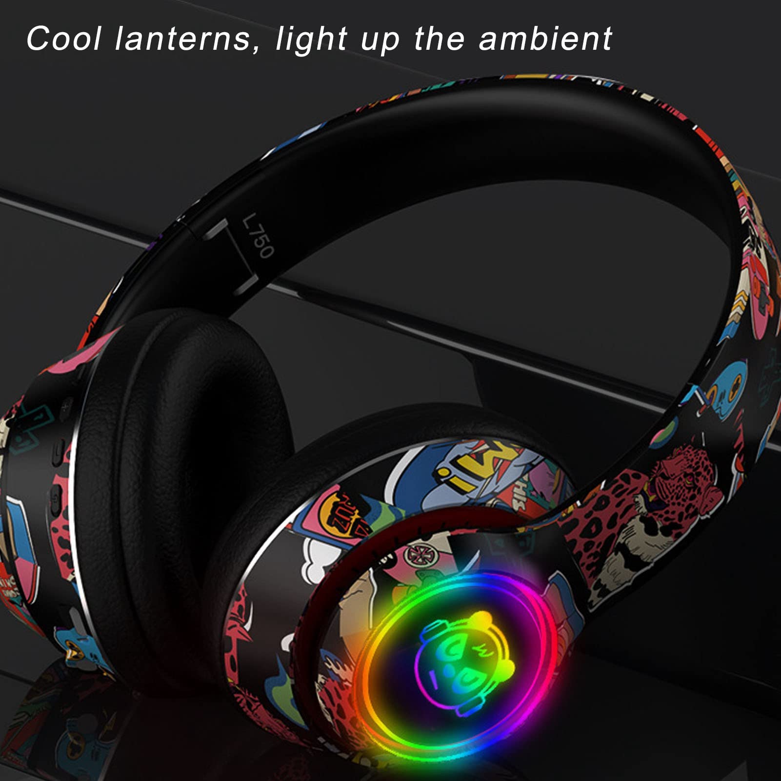 Zunate Auricolare Bluetooth Senza Fili, Auricolare Illuminato a LED HiFi, Cuffie da Gioco Wireless Universali da 400 mAh 8-9 Ore con Luce Colorata, per Telefono Cellulare, Computer