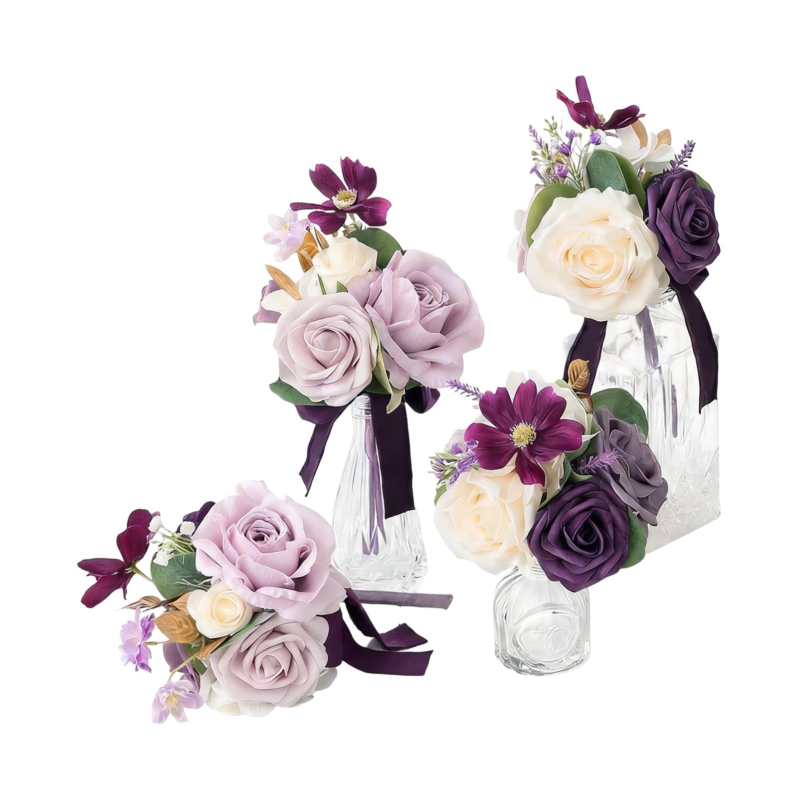 Kaeltsyn Of 4 Handcrafted Realistic Flower Bundles Outdoor Wedding Arrangement Suitable for Outdoor Weddings and Event Silk Flower