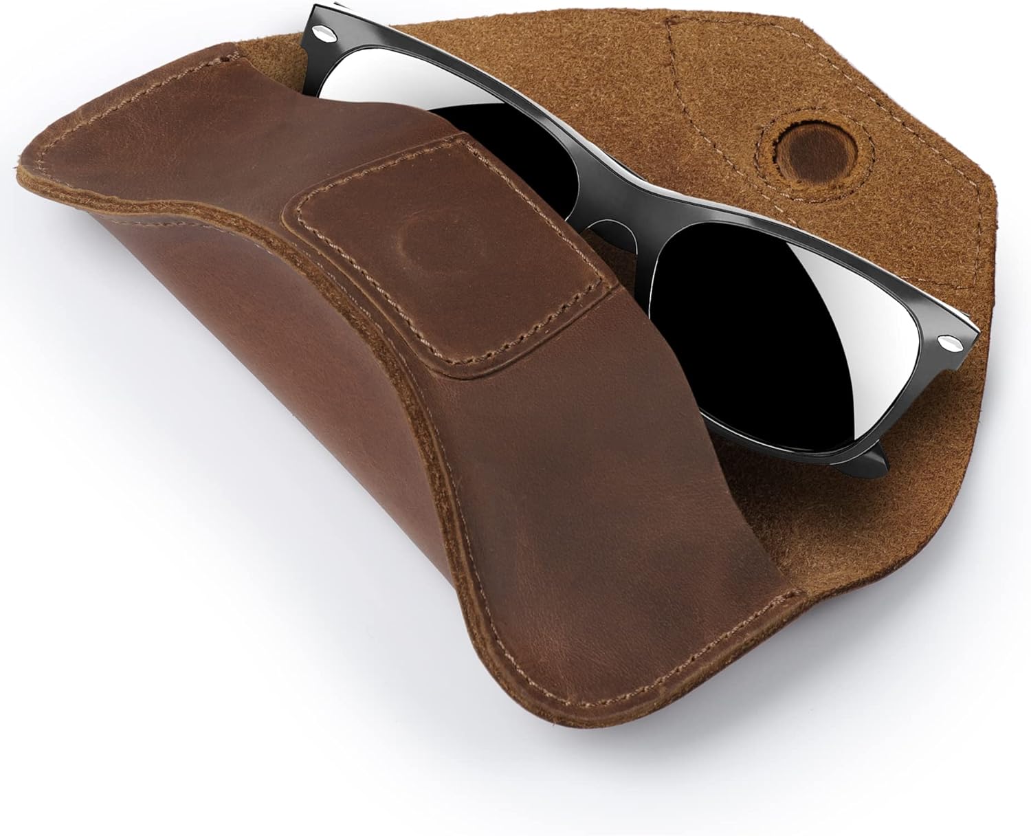 Londo Genuine Leather Case for Eyeglass, Sunglasses, Goggles and Spectacles with Magnetic Closure