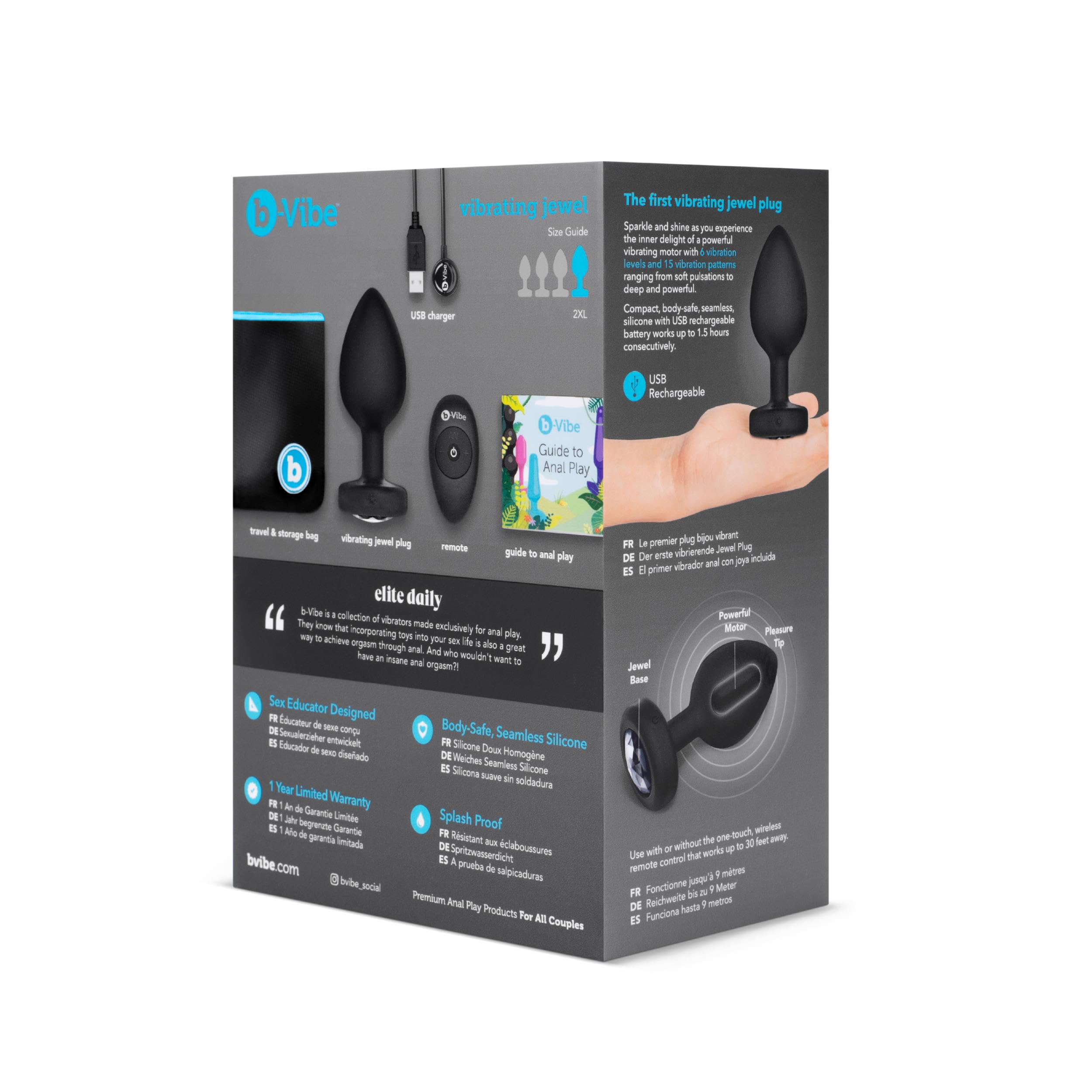 B-Vibe Vibrante Jewel Plug Xxl Black