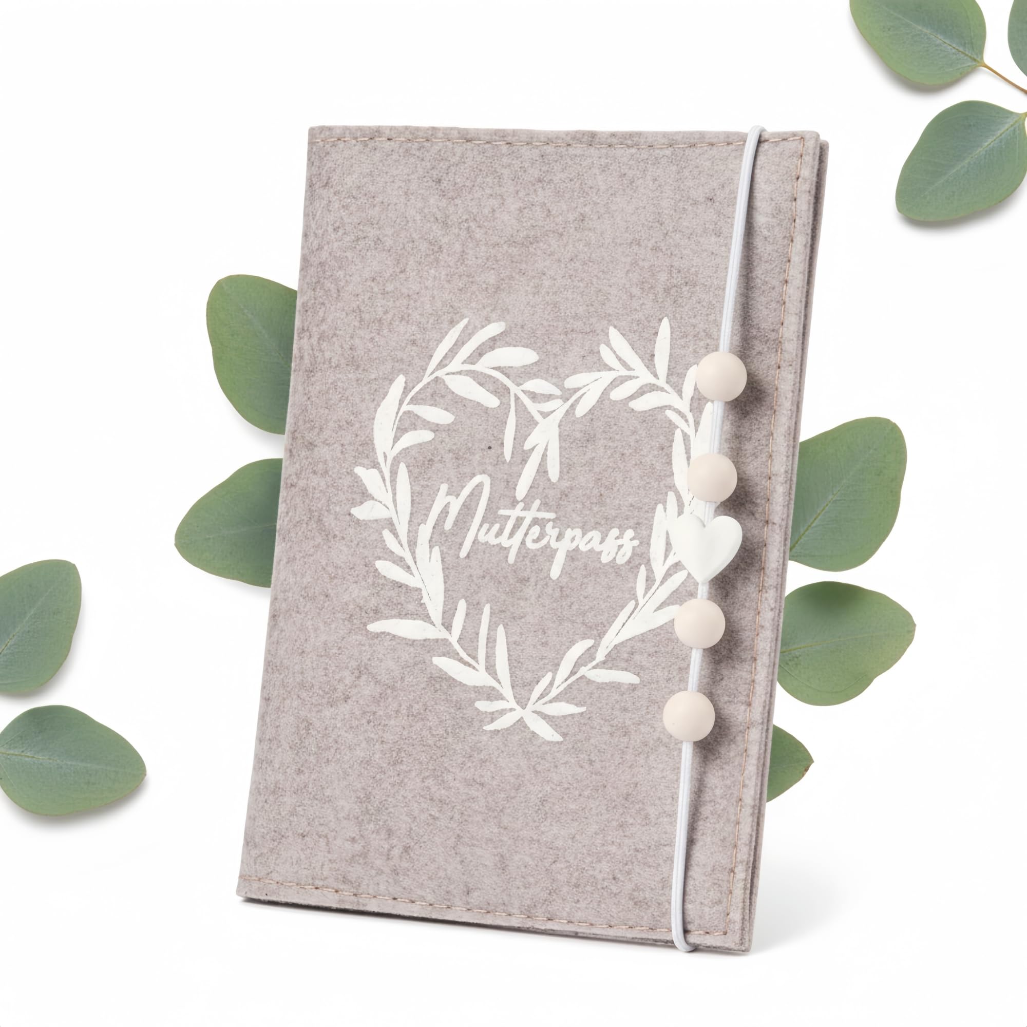 Mutterpasshülle aus hochwertigem Filz – Elegante Schutzhülle für den Mutterpass mit Gummiband & Perlen – Ideales Schwangerschaftsgeschenk für werdende Mütter