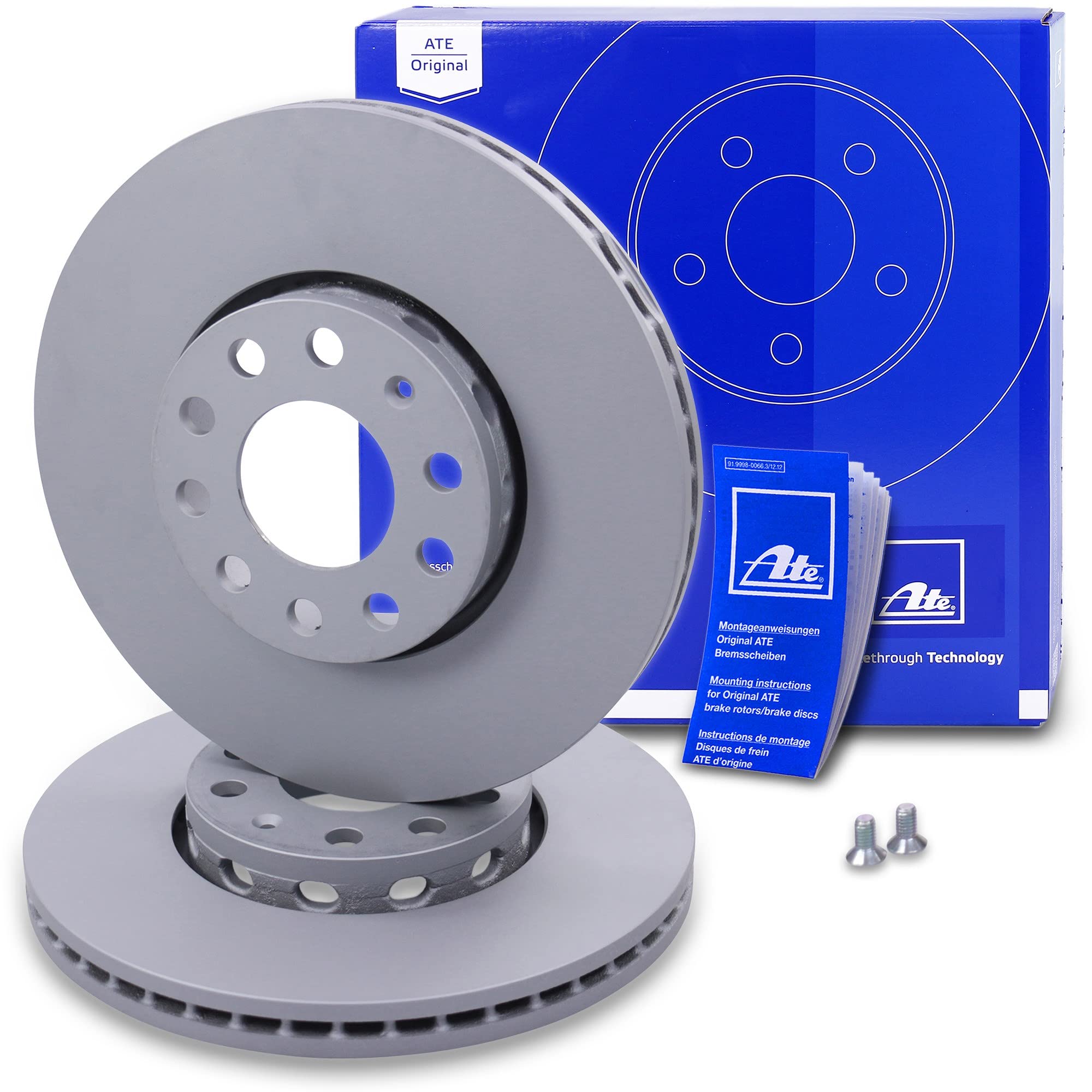 ATE Set freni + dischi freno anteriori ¯ 288 mm ventilati + posteriori ¯ 245 mm pieni e pastiglie freno anteriori + posteriori e contatto di usura Compatibile con AUDI A4 B6, SEAT EXEO (3R2) (3R5)