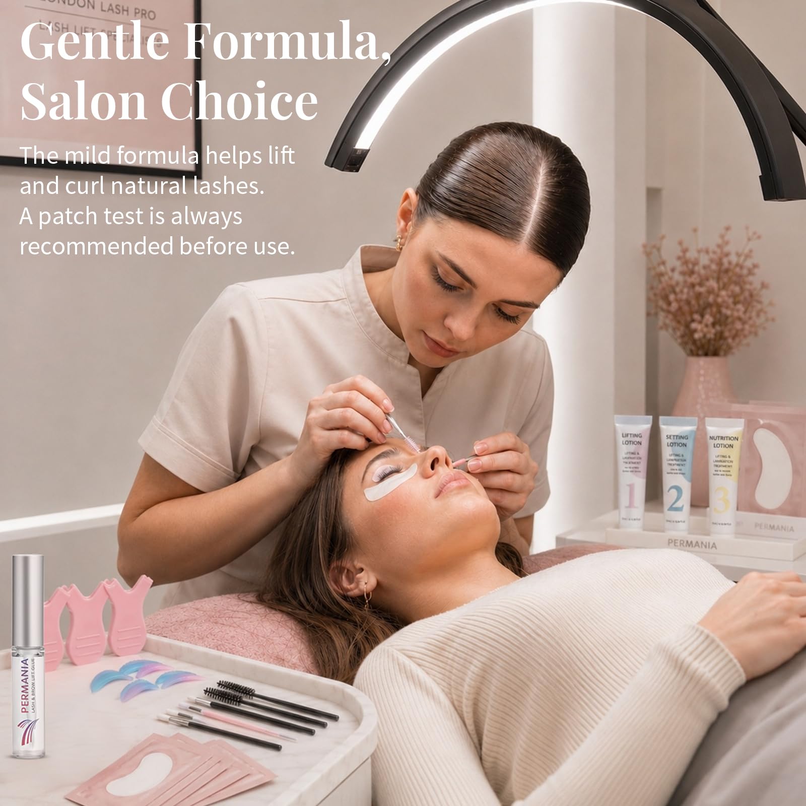 PERMANIA Kit Rehaussement de Cils, Salon Résultats Rehaussement Cils | Kit de Permanente de Cils et Lamination de Sourcils, Formule Douce | Débutants Amical, Durée Jusqu'à 4 Semaines