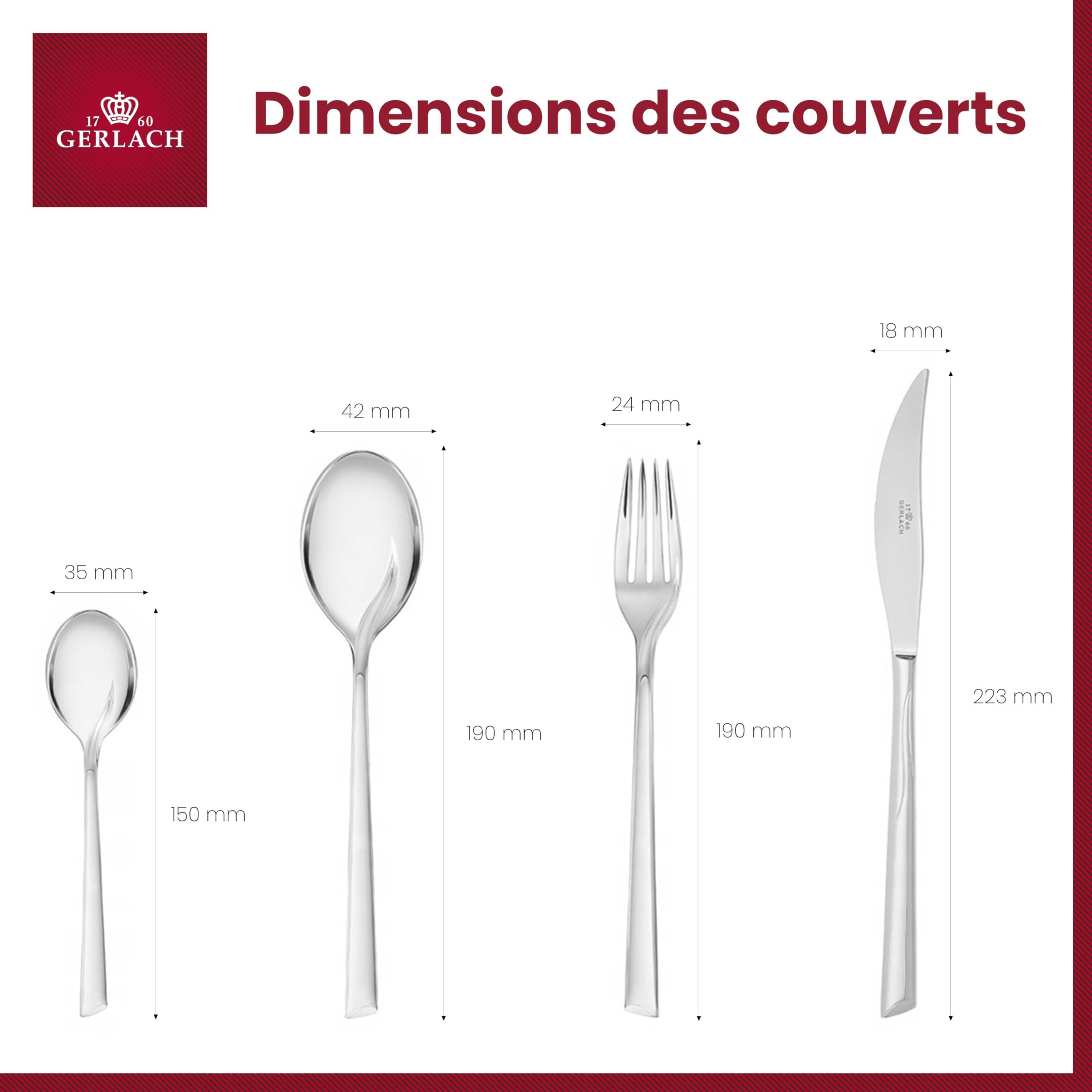 Gerlach | Un Ensemble de Couverts dans Une boîte en Bois de 24 pcs - Flames | 18/10 Steel