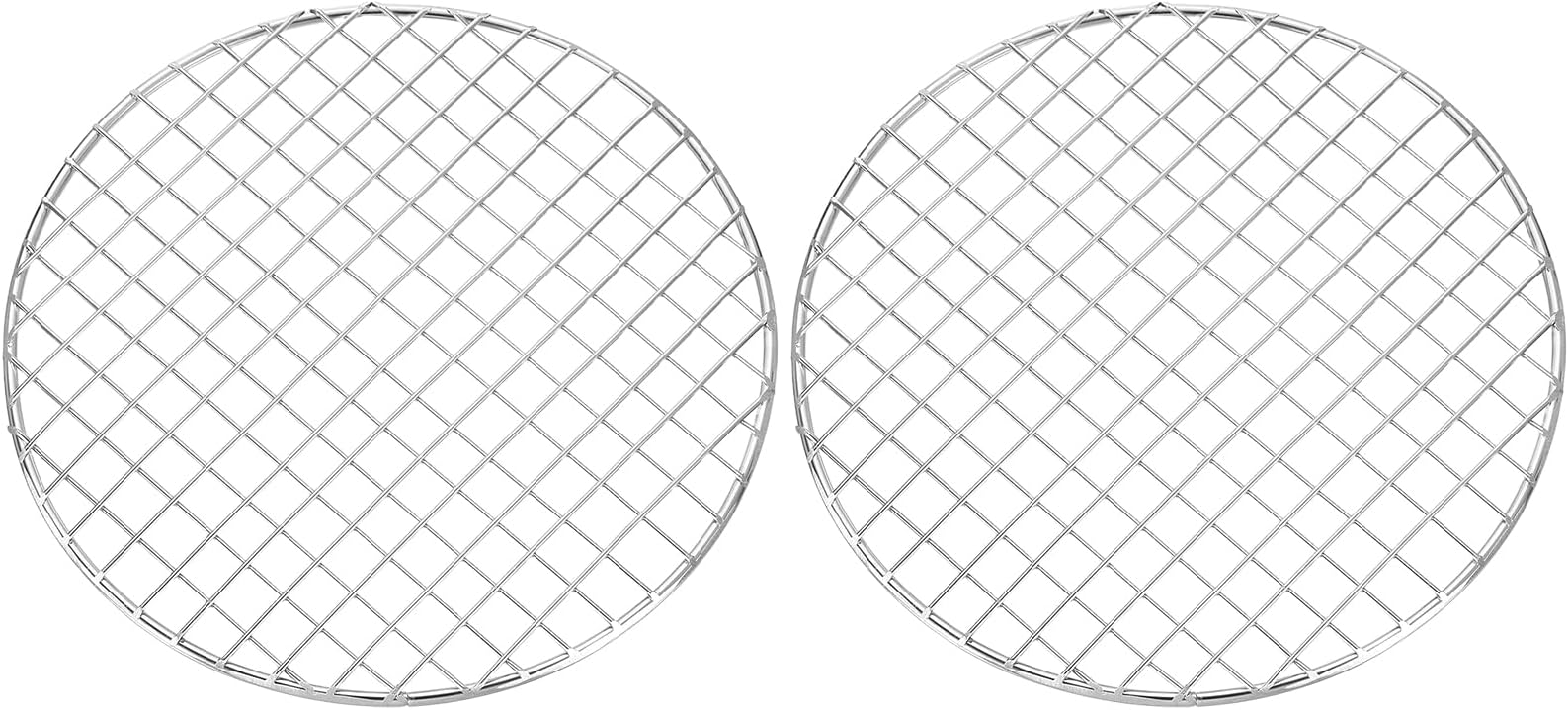 uxcell 2 Pcs Round Cooking Rack, Dia 8.3 Inch Stainless Steel Grill Grate Cross Wire Barbecue Grill for Cooking Baking Air Fryer Racks, Silver