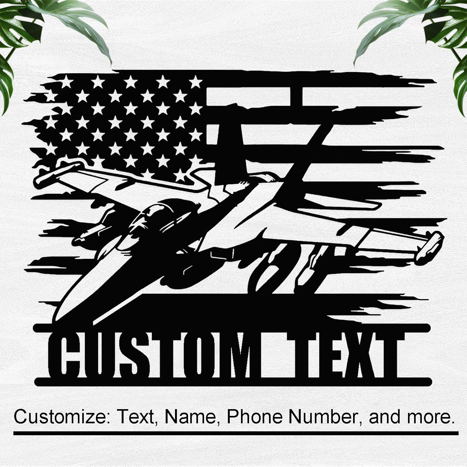 Custom Fighter Pilot Metal Sign Personalized Air Force Wall Decor, Custom Name, Color & Size Military Plaque, USAF Aircraft Metal Art, American Military Gifts (Style 2)