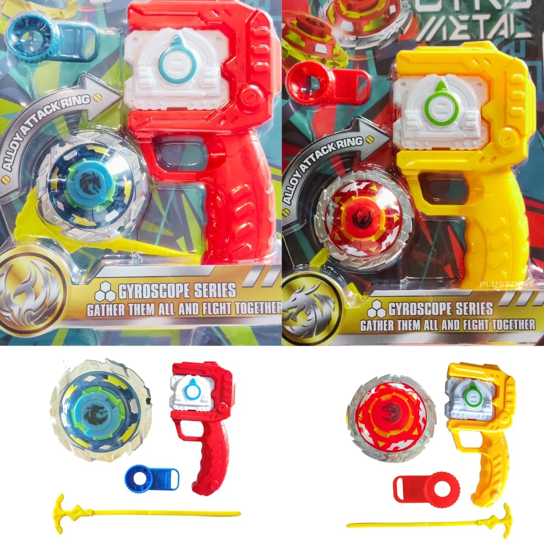 PLUSPOINT Battling Top Burst Launcher Grip Toy Blade Set Gyro Blades Battling Tops Metal Fusion Starter Set with Launcher Gift Toys for Boys Kids Children Age 6+ - Image 5 thumbnail