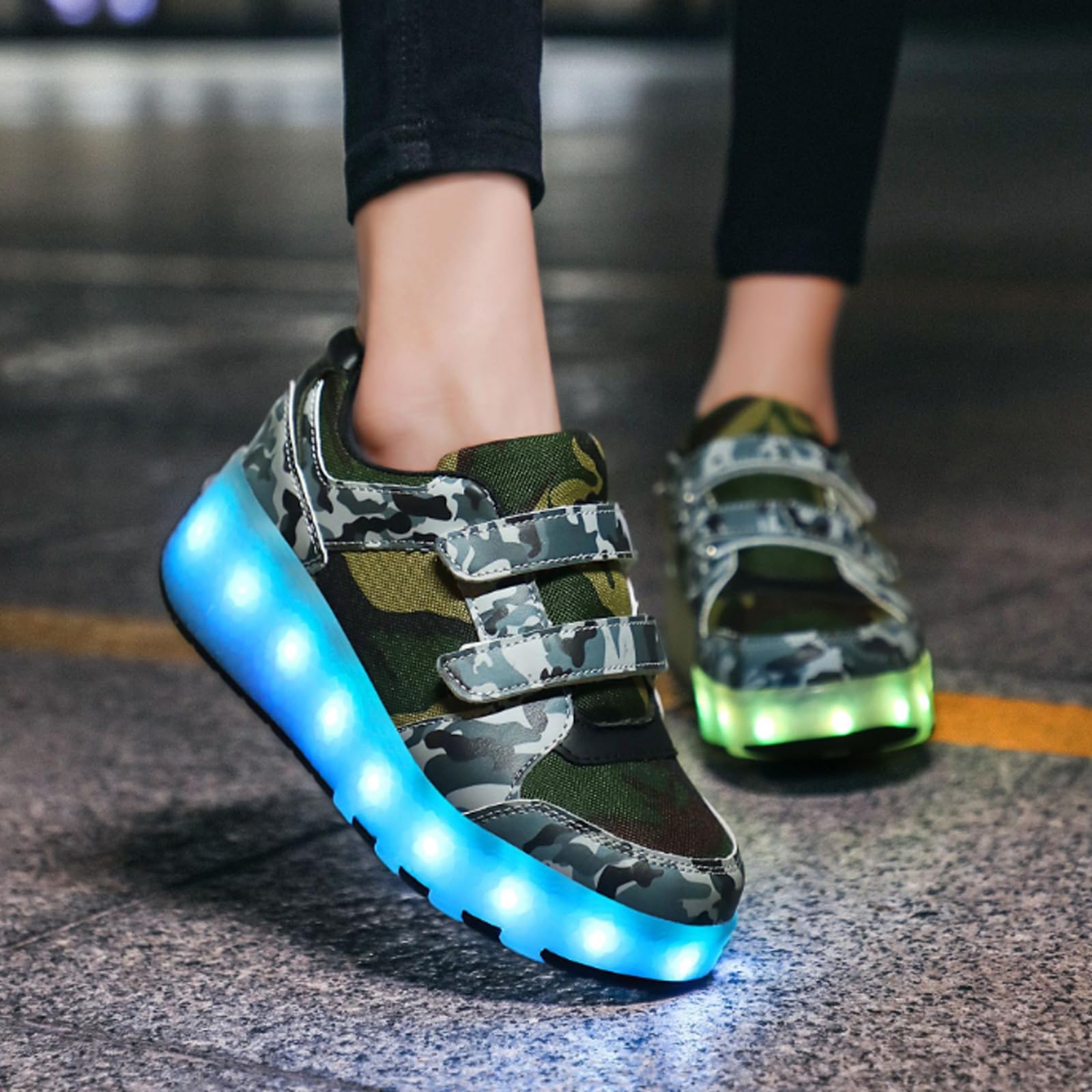 Hixingo Chaussure à Roulette pour Enfants, Patins à Roulettes avec Roues LED, Chaussures de Skateboard à Crochet et Boucle