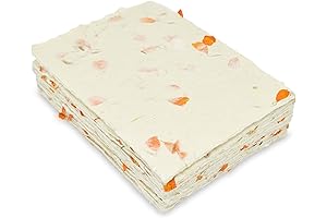 Lokta Marigold Card Stock: Exquisite Deckle-Edge Paper for Handmade Creations (5x7 Inches, 50 Sheets)