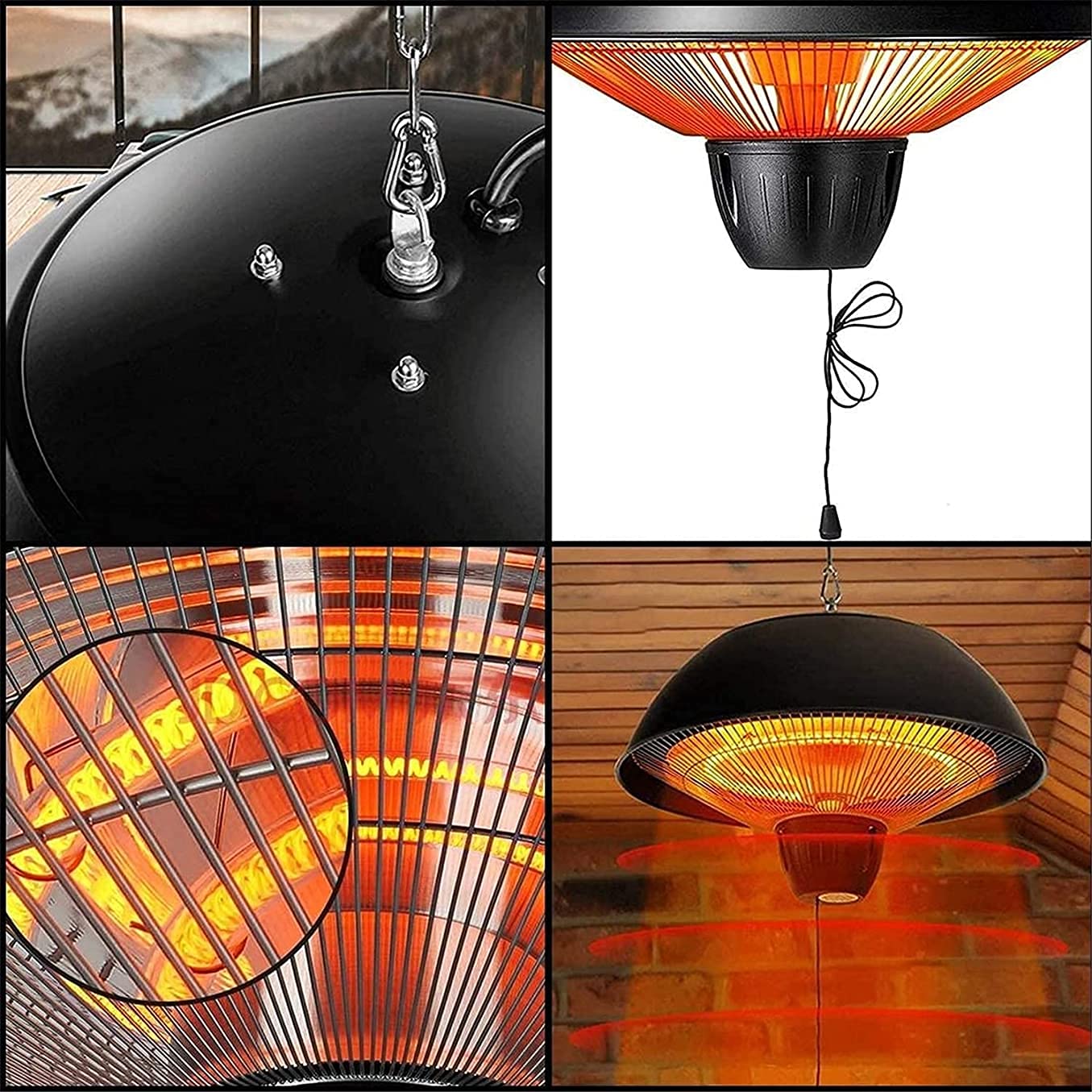 Riscaldatore da Terrazza Stufa a infrarossi Riscaldatori da esterno 1500W/2000W Riscaldatore a infrarossi da soffitto o sospeso, riscaldatore impermeabile Decorazione per esterni di Buon Natale LSDRAL
