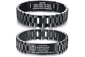 Personalized Medical Identification Bracelet for Men: Stainless Steel Watch Band Style