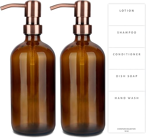 Miniatura 8 de Emerson Essentials Dispensador de jabón para cocina, dispensador de platos para cocina, juego de manos de baño, botellas de vidrio con bomba y 04 –