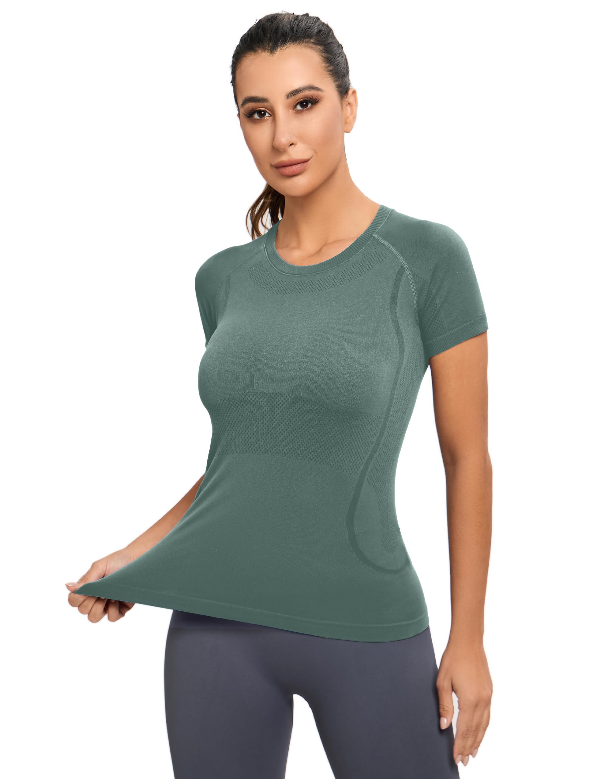 MathCat Workout Shirts for Women, Workout Tops for Women, Yoga Short Sleeve Shirts Soft Seamless Gym Shirts