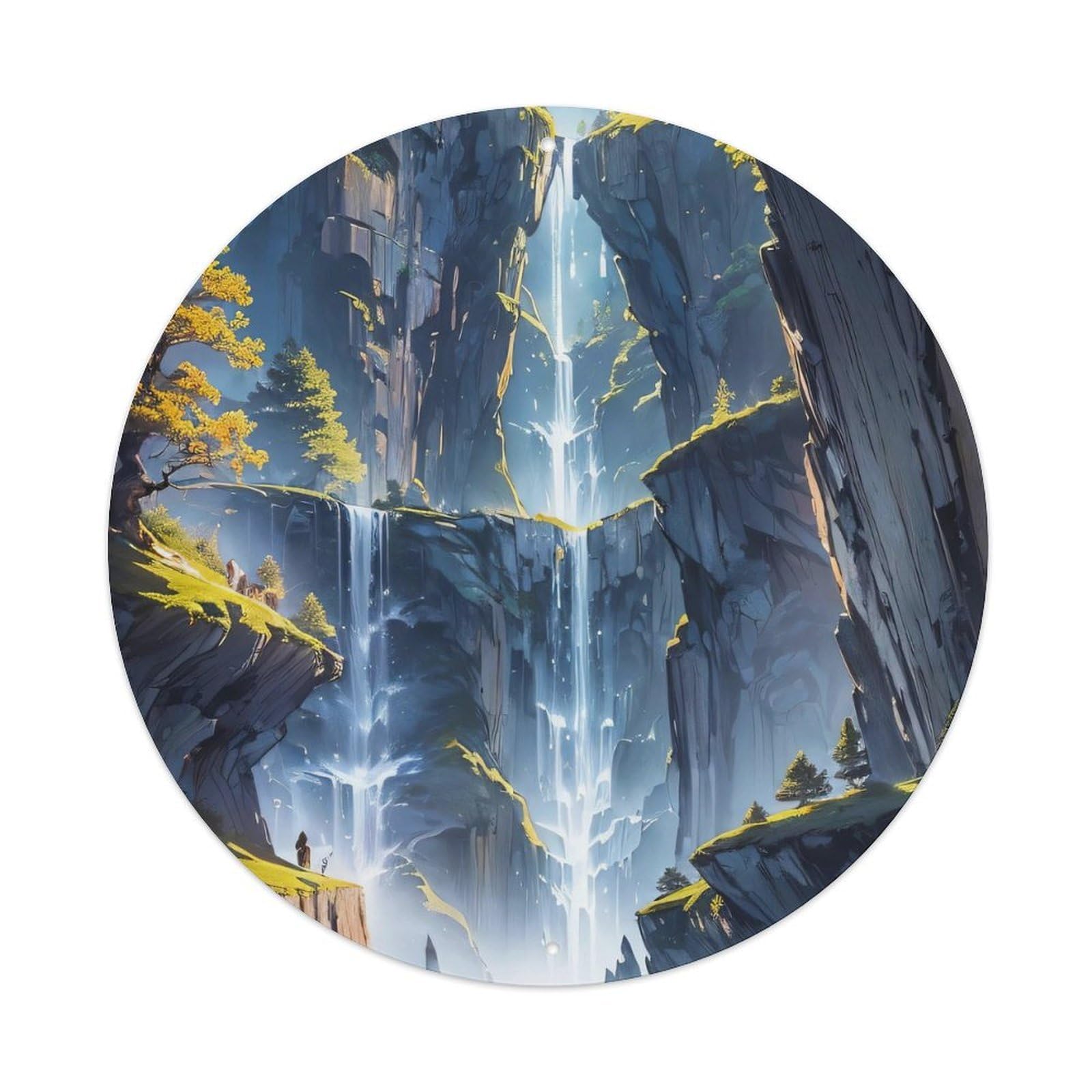 Waterfall Flow Between The Mountain Metal Tin Sign