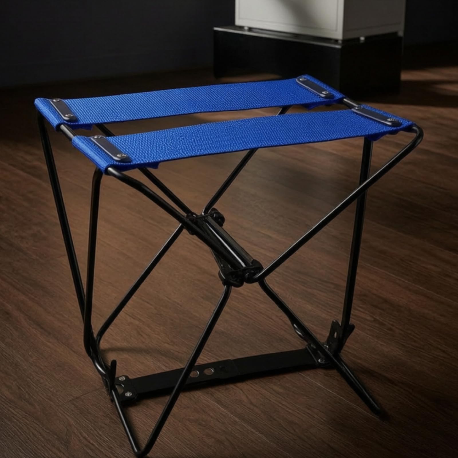 Taburete Plegable Ligero , Negro, Tamaño Mediano, Banco Doble , Mediano