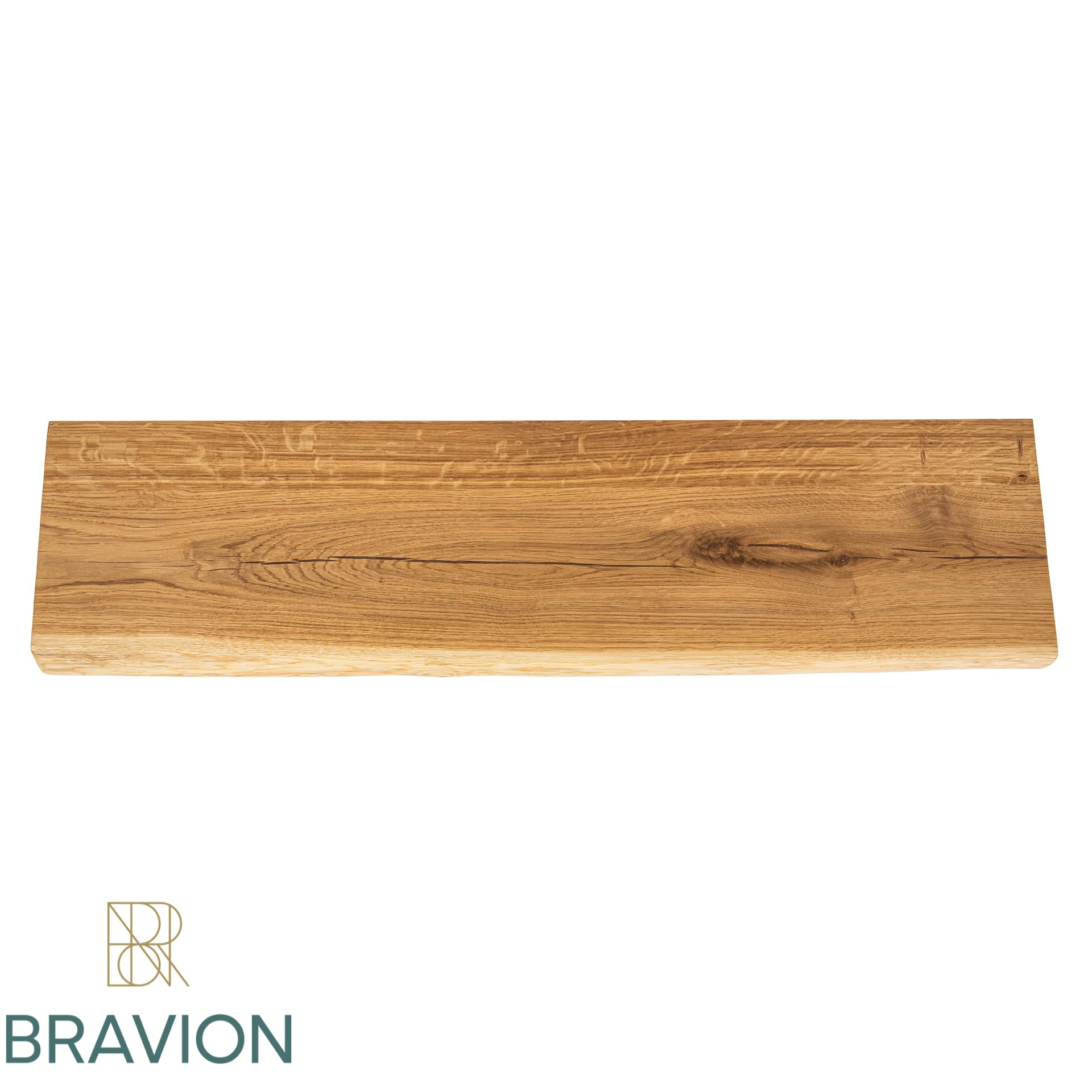 Eichen Wandregal Massivholz mit Naturkante – Schweberegal Holz, Rustikales Design, Handgefertigt (800 * 190-220 * 40 mm)
