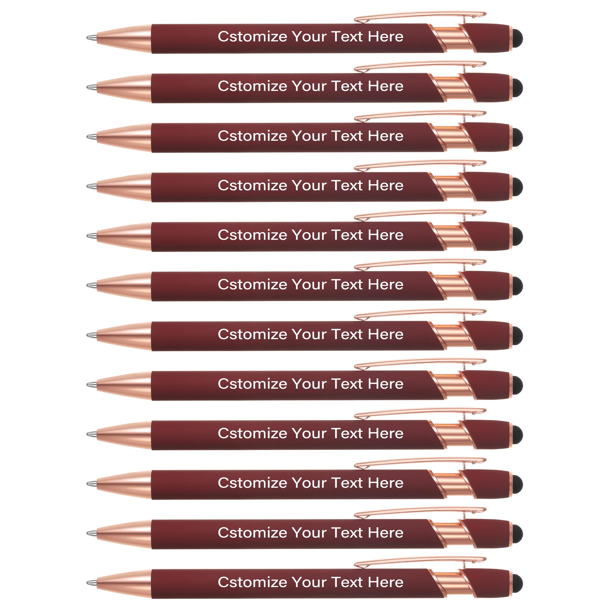 Kingluu 500 Pcs Personalized Ballpoint Pens with Stylus Tip,Free Engraving Black Ink Customized Pen with Your Name Logo Message Text,Custom pens for