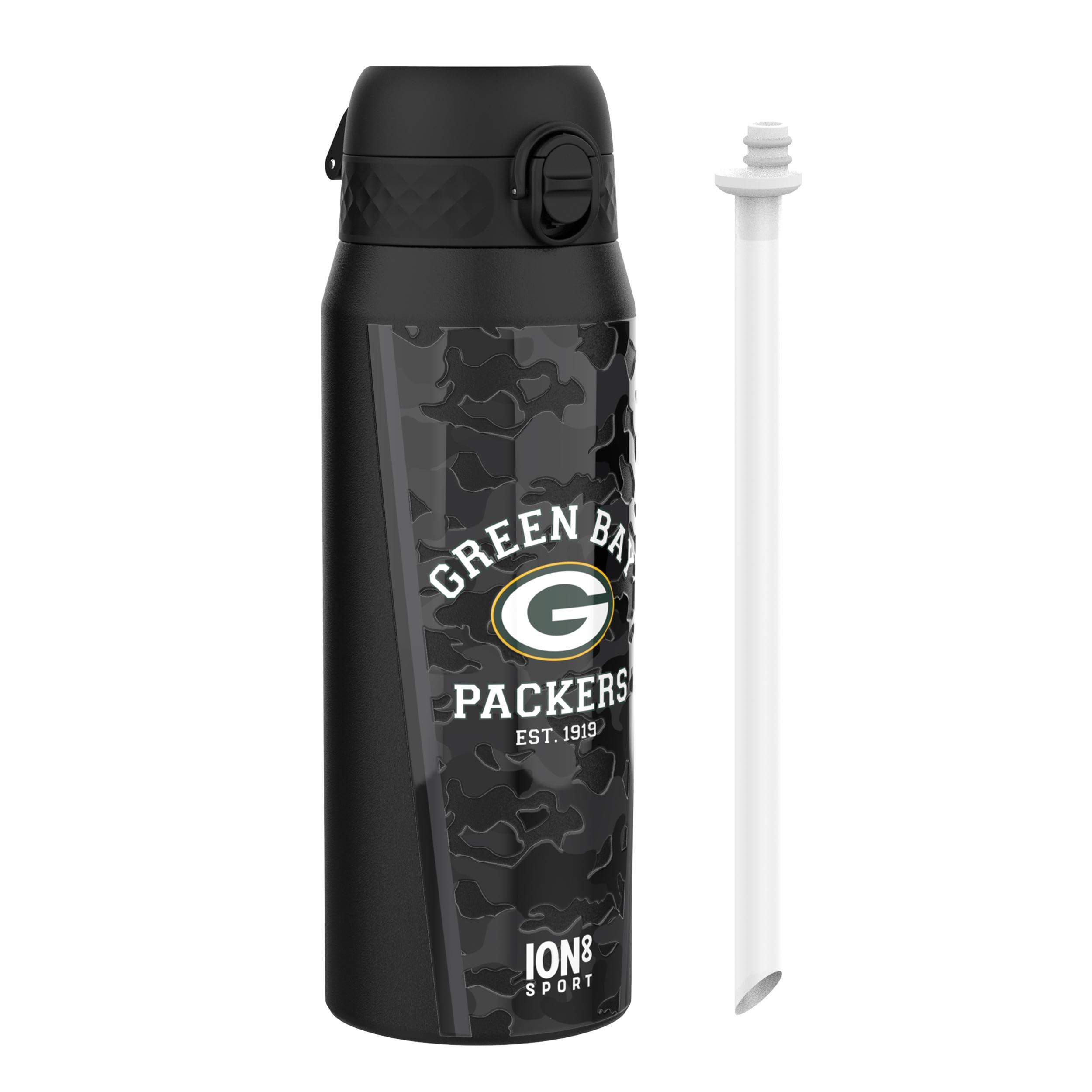 NFL Green Bay Packers Sports Thermal Water Bottle with Removable Straw, 750ml/24oz, Leak Proof Insulated Drinking Bottle, Easy to Open, Secure Lock, Dishwasher Safe, Flip Cover, Metal Water Bottle