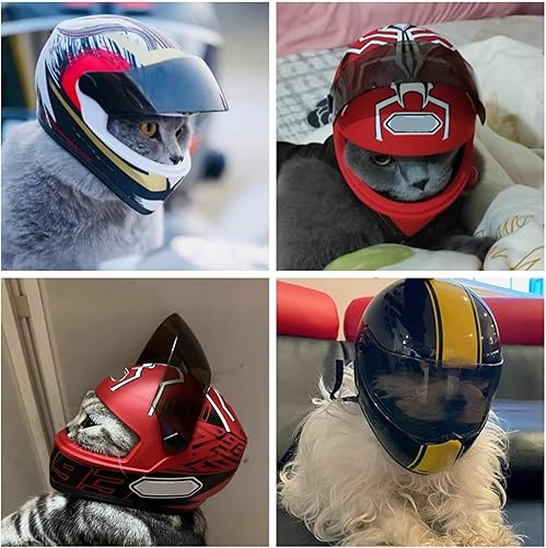 Miniatura 7 de Casco de motocicleta para mascotas, casco de motocicleta de cara completa para perros y gatos, casco de motocicleta para exteriores, para gato,