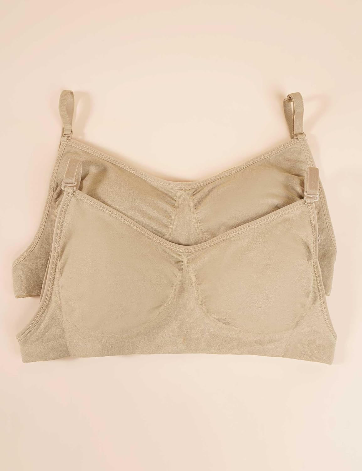 Daydance Nude Women BalletBralette with Clear Back Straps, Soft Dance Bra with Silicone Placket