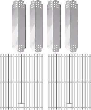 Hiorucet Grill Heat Plates & Grates for Home Depot Nexgrill 4 Burner 720-0830H, 720-0830D, 720-0958A, 5 Burner 720-0888N, 720-0888, 720-0888A, Stainless Steel Cooking Grids and Heat Shield Covers.