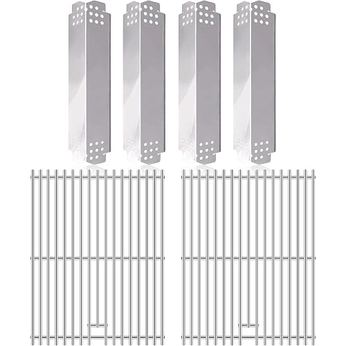 Hiorucet Grill Heat Plates & Grates for Home Depot Nexgrill 4 Burner 720-0830H, 720-0830D, 720-0958A, 5 Burner 720-0888N, 720-0888, 720-0888A, Stainless Steel Cooking Grids and Heat Shield Covers.
