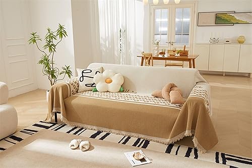 Miniatura 4 de Funda protectora para sofá, 3 cojines, 71 pulgadas de ancho x 118 pulgadas de largo, funda de sofá universal con patrón geométrico de chenilla,