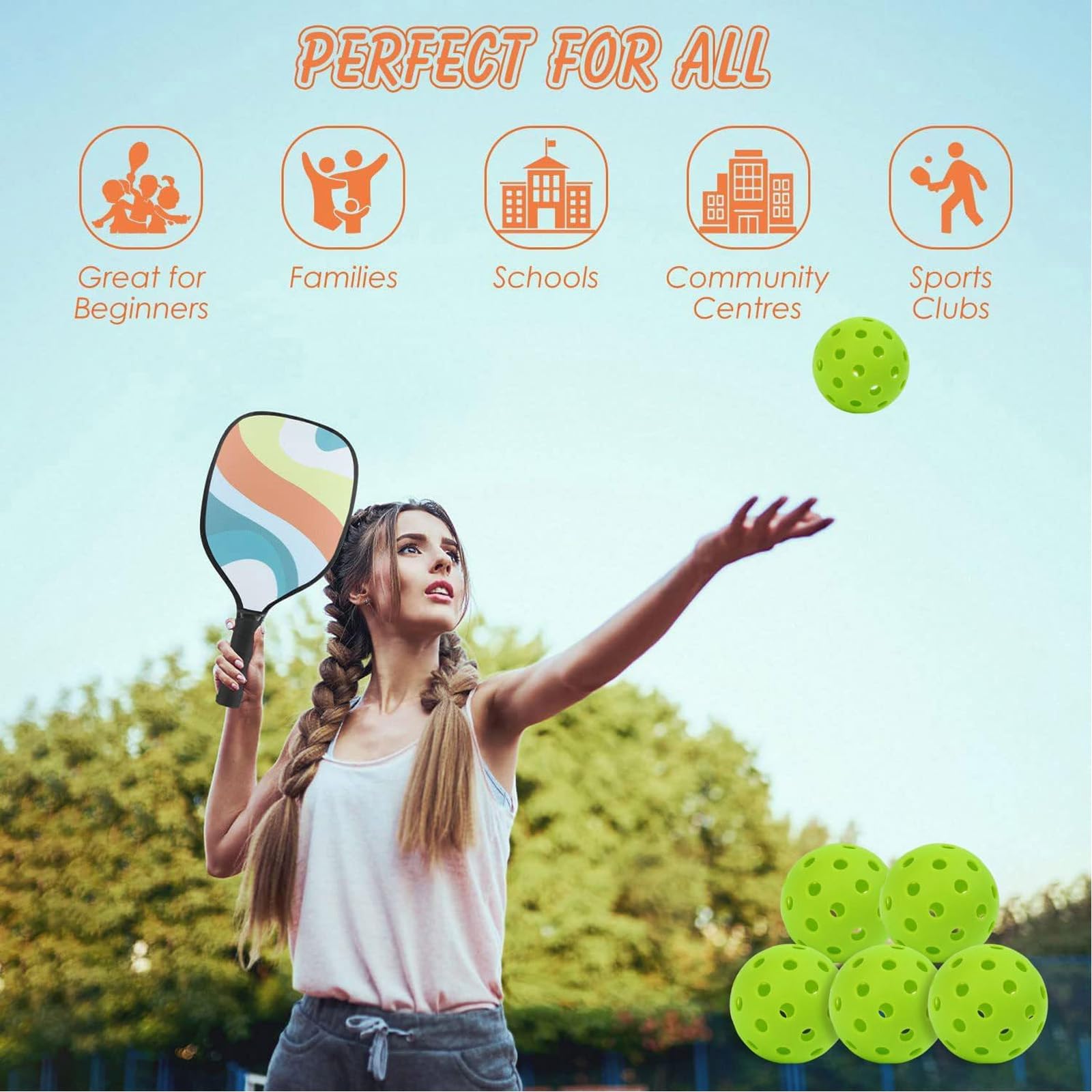 ZQuintuplian 5 PCS Pickleball Balls, Green Pickleball, Pickleball Balls Indoor with 40 Small Precisely Drilled Holes - Image 3