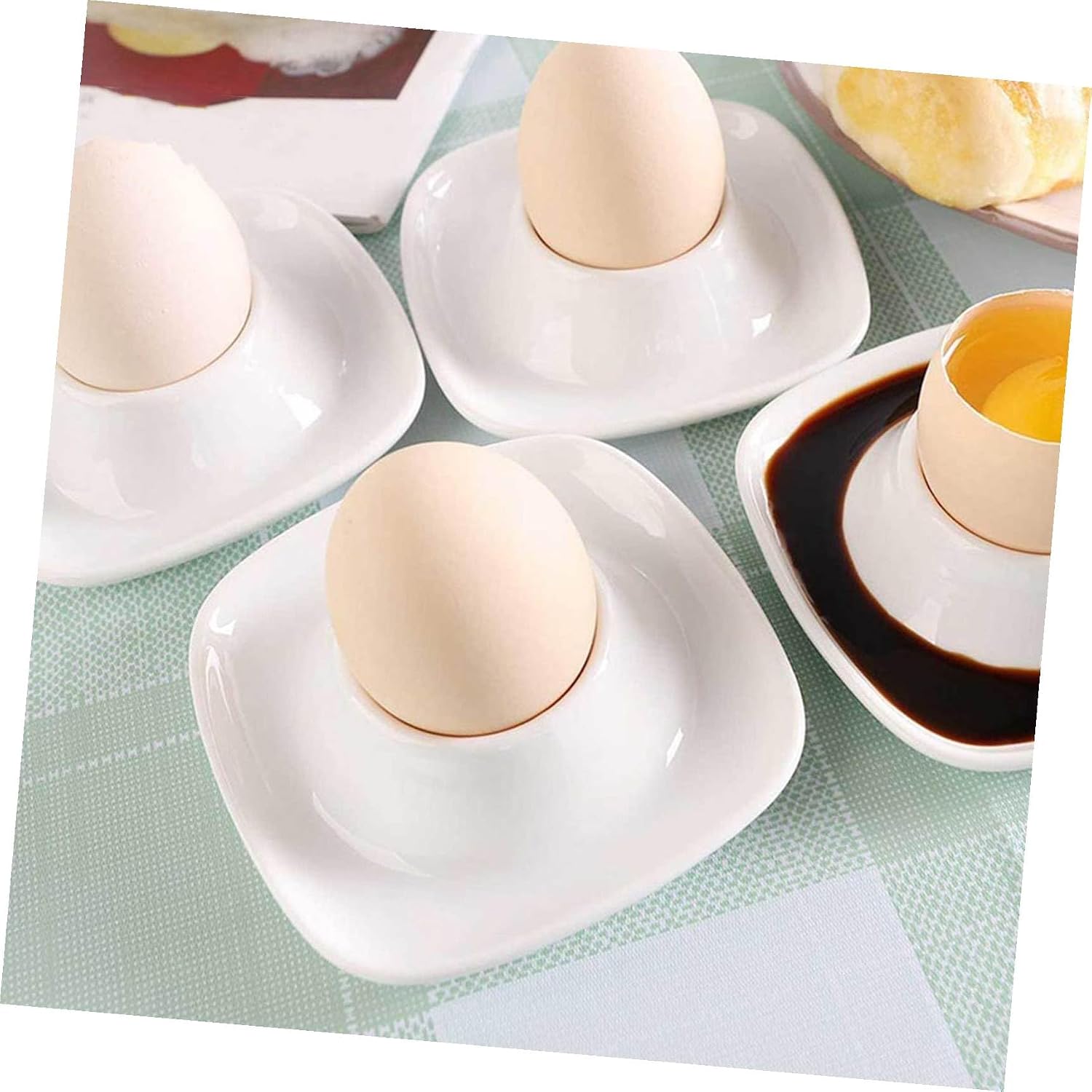 Ceramics Egg Cups 2pcs Household Egg Cup Square Shape Kitchen Dining Use