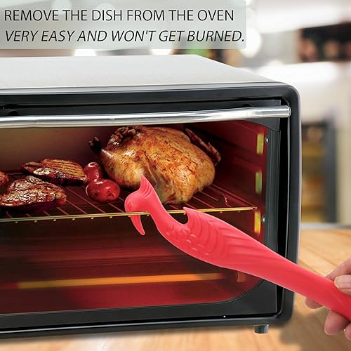 Miniatura 2 de Herramienta de empuje para hornos de 2 unidades de herramientas de extracción de estante de horno (11 pulgadas), extractores de estante de horno con