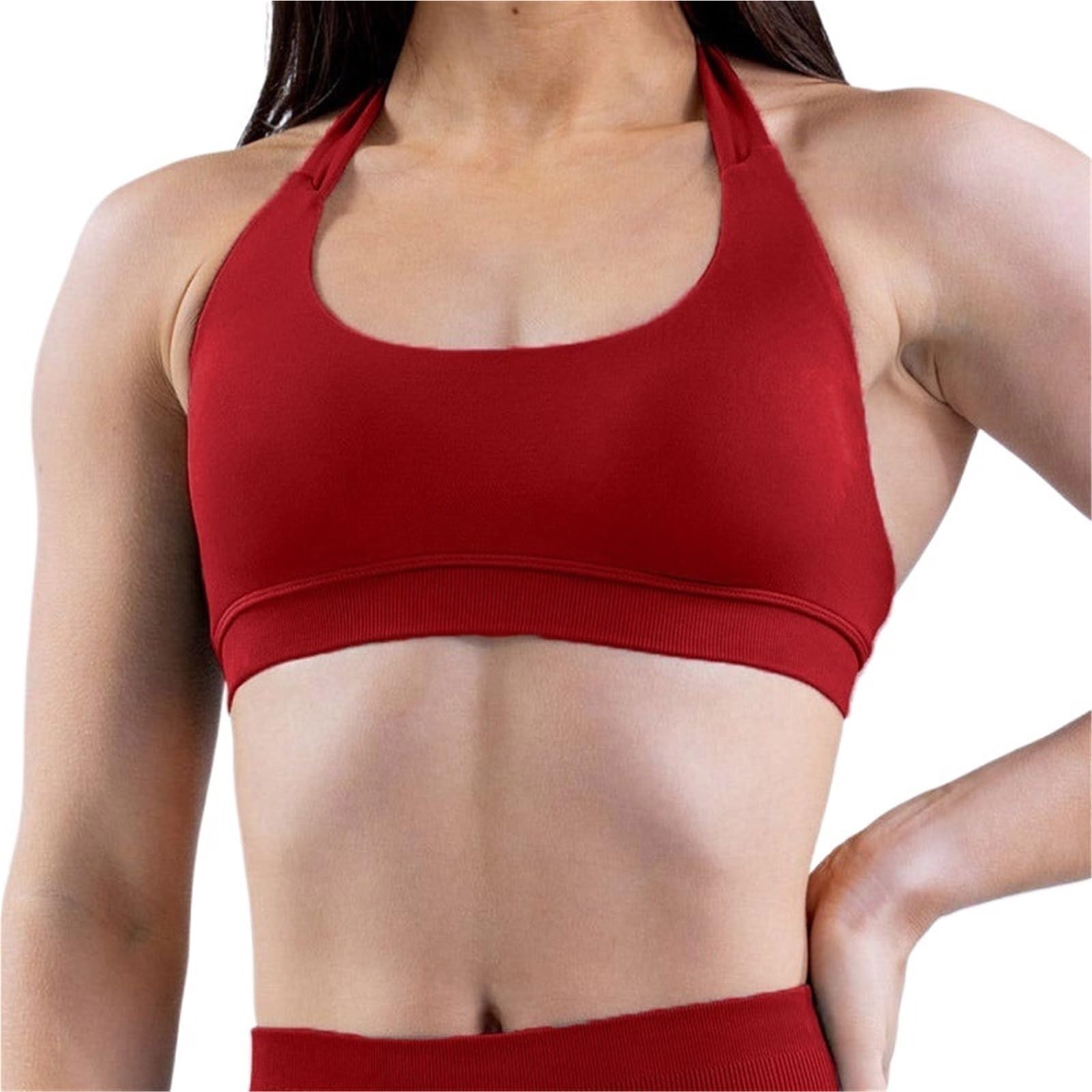 Sujetador Deportivo Top de Tirantes con Cuello Halter, Sujetador Push up Alto Soporte, Espalda Abierta, for Gimnasio, Fitness, Yoga, Entrenamiento, Ropa Interior